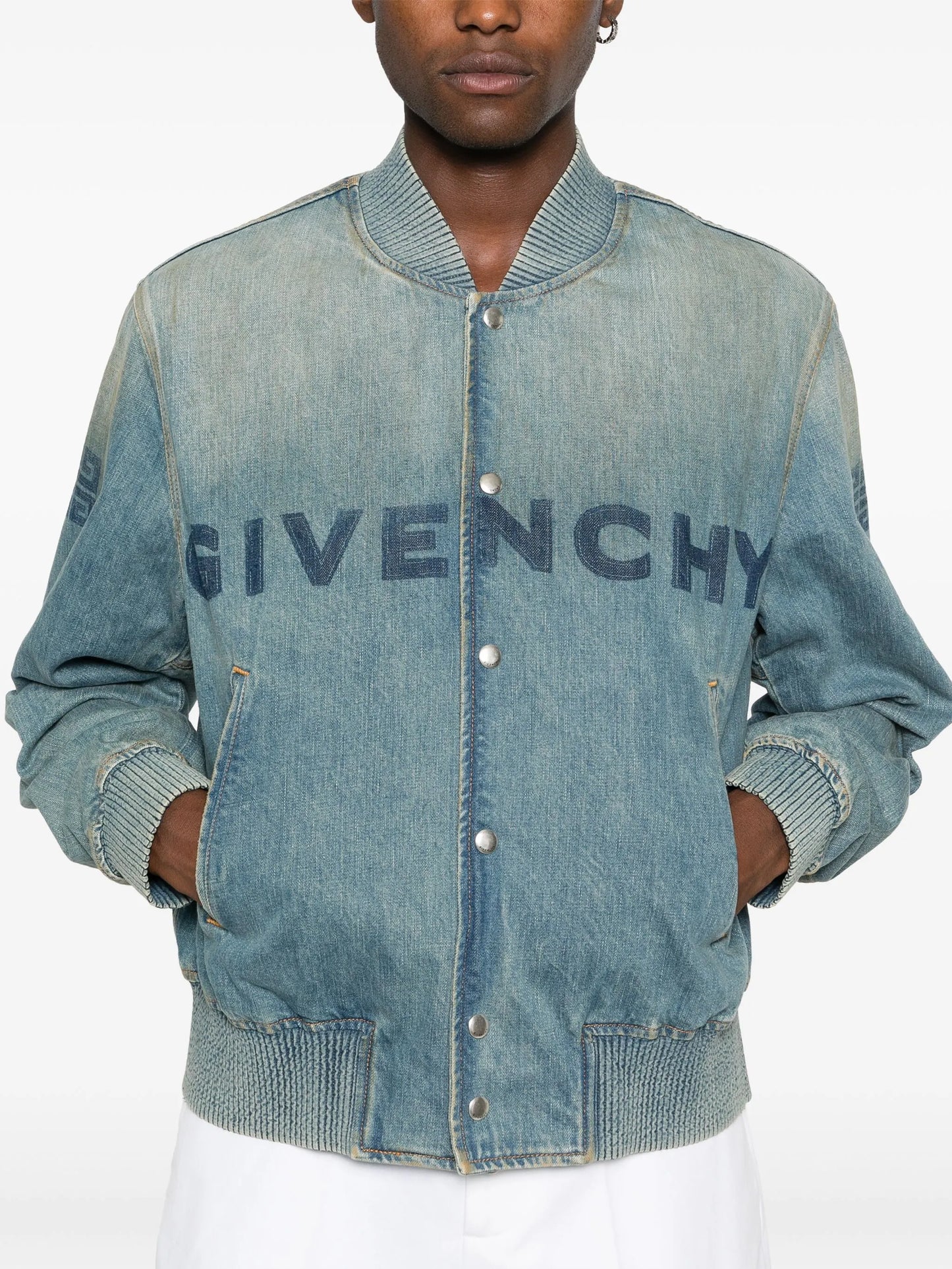 logo-print denim jacket