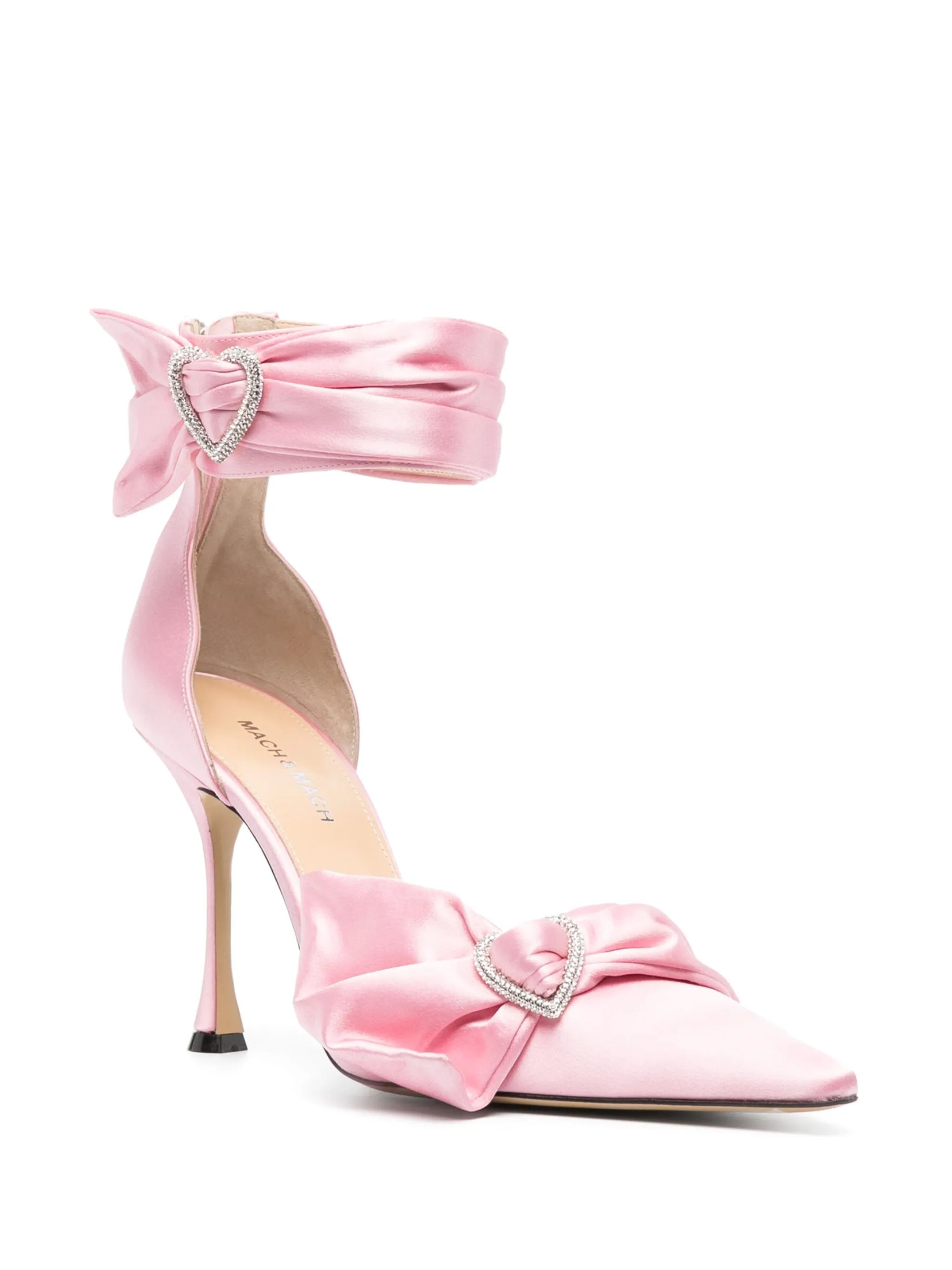 Crystal Heart 105mm satin pumps