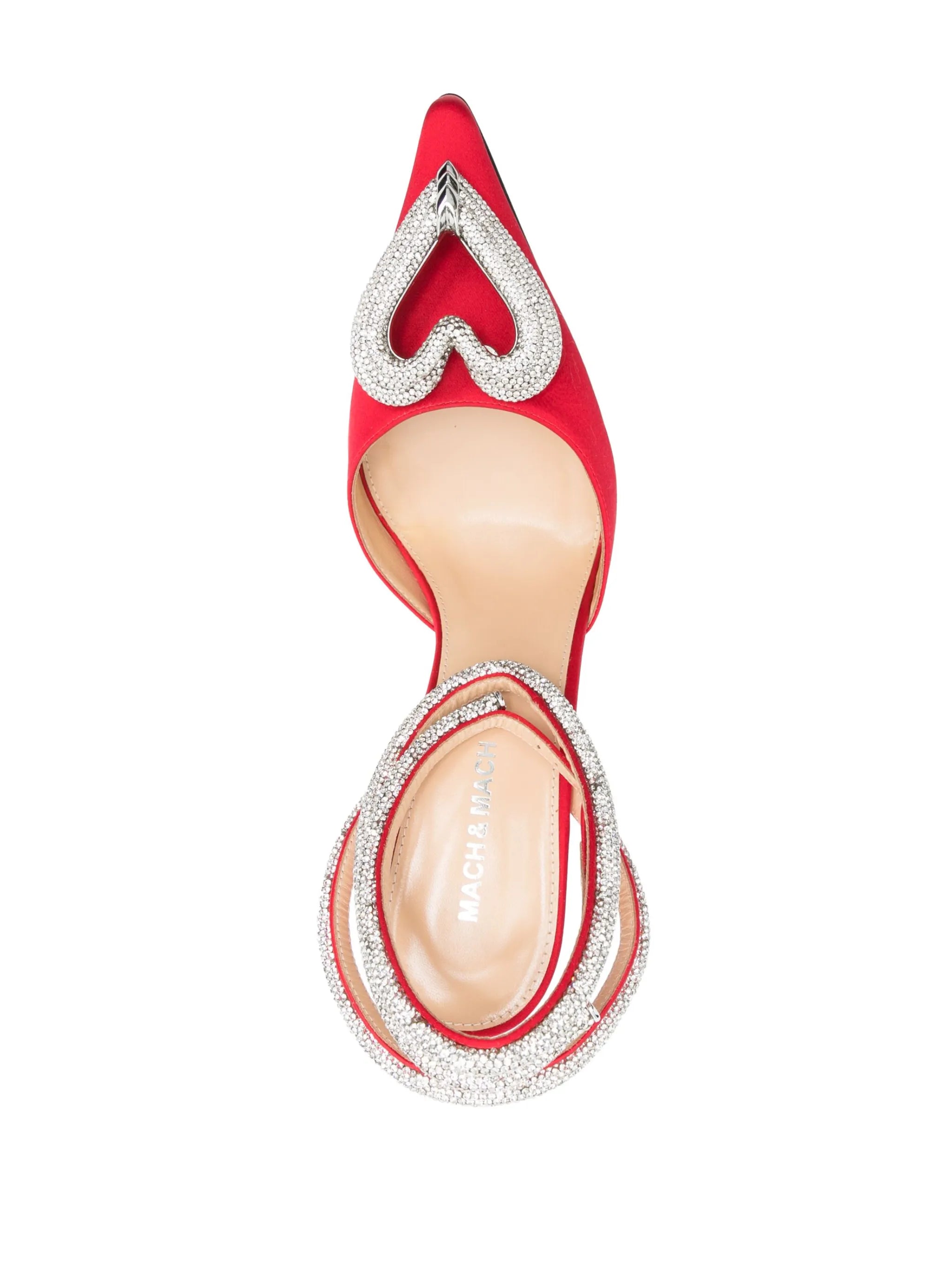 Triple Heart 95mm embellished satin pumps
