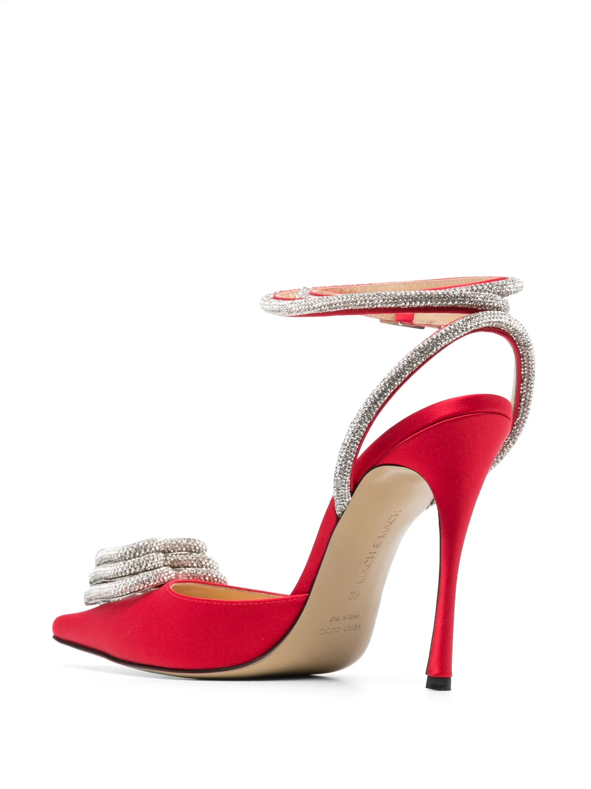 Triple Heart 95mm embellished satin pumps