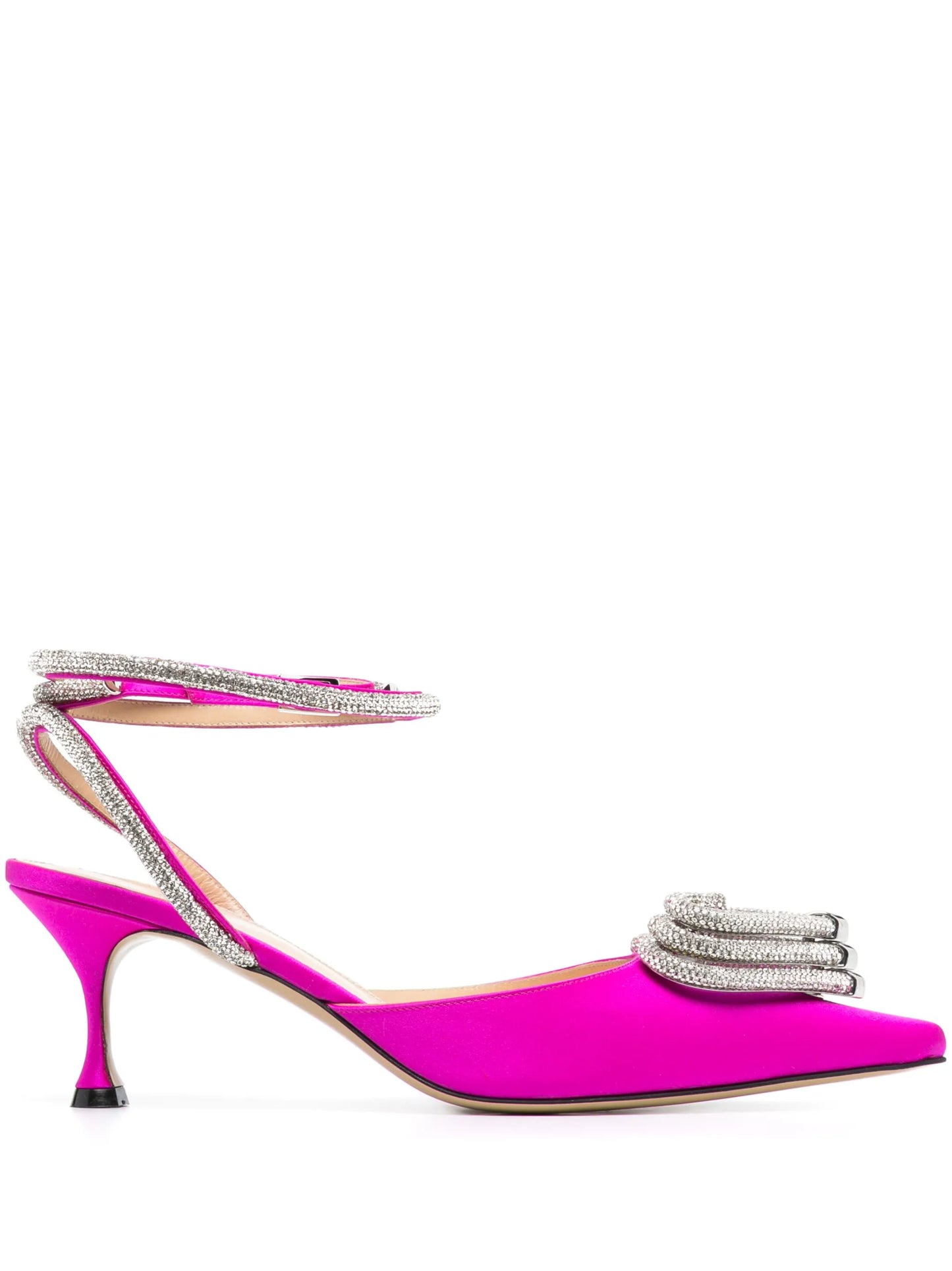 Triple Heart 65mm satin pumps