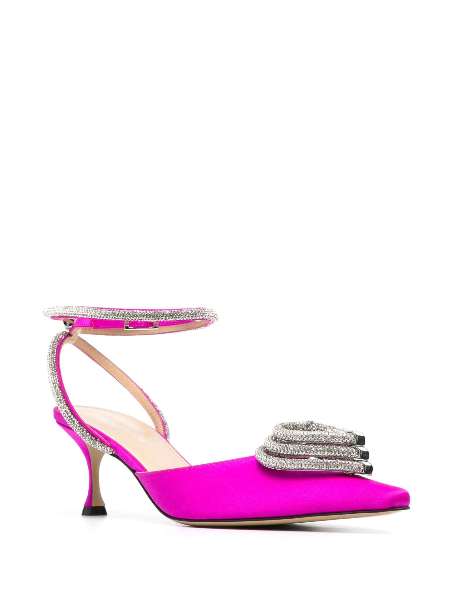 Triple Heart 65mm satin pumps