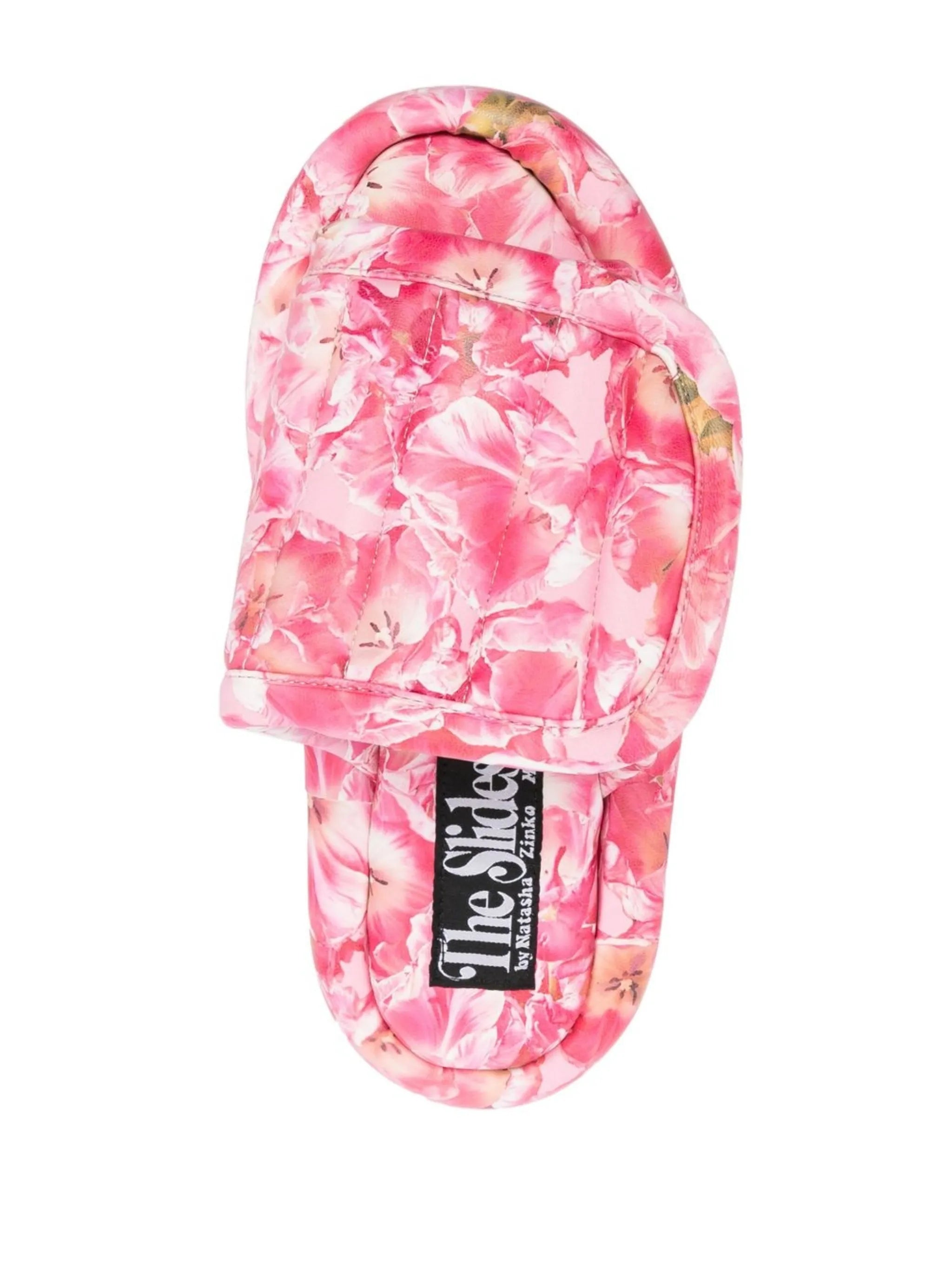 floral-print open-toe slides