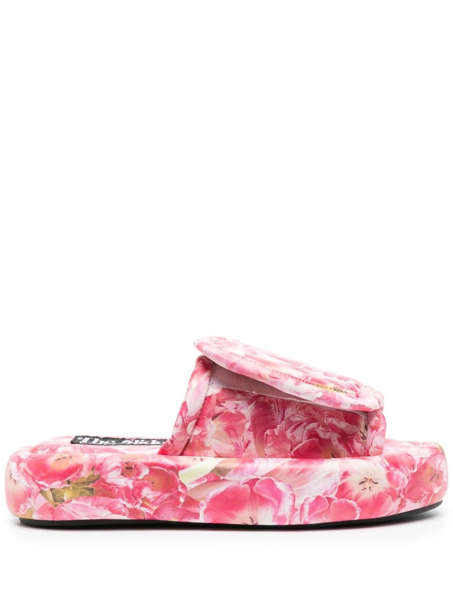 floral-print open-toe slides