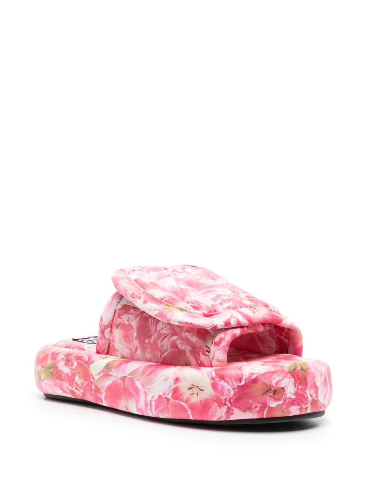 floral-print open-toe slides