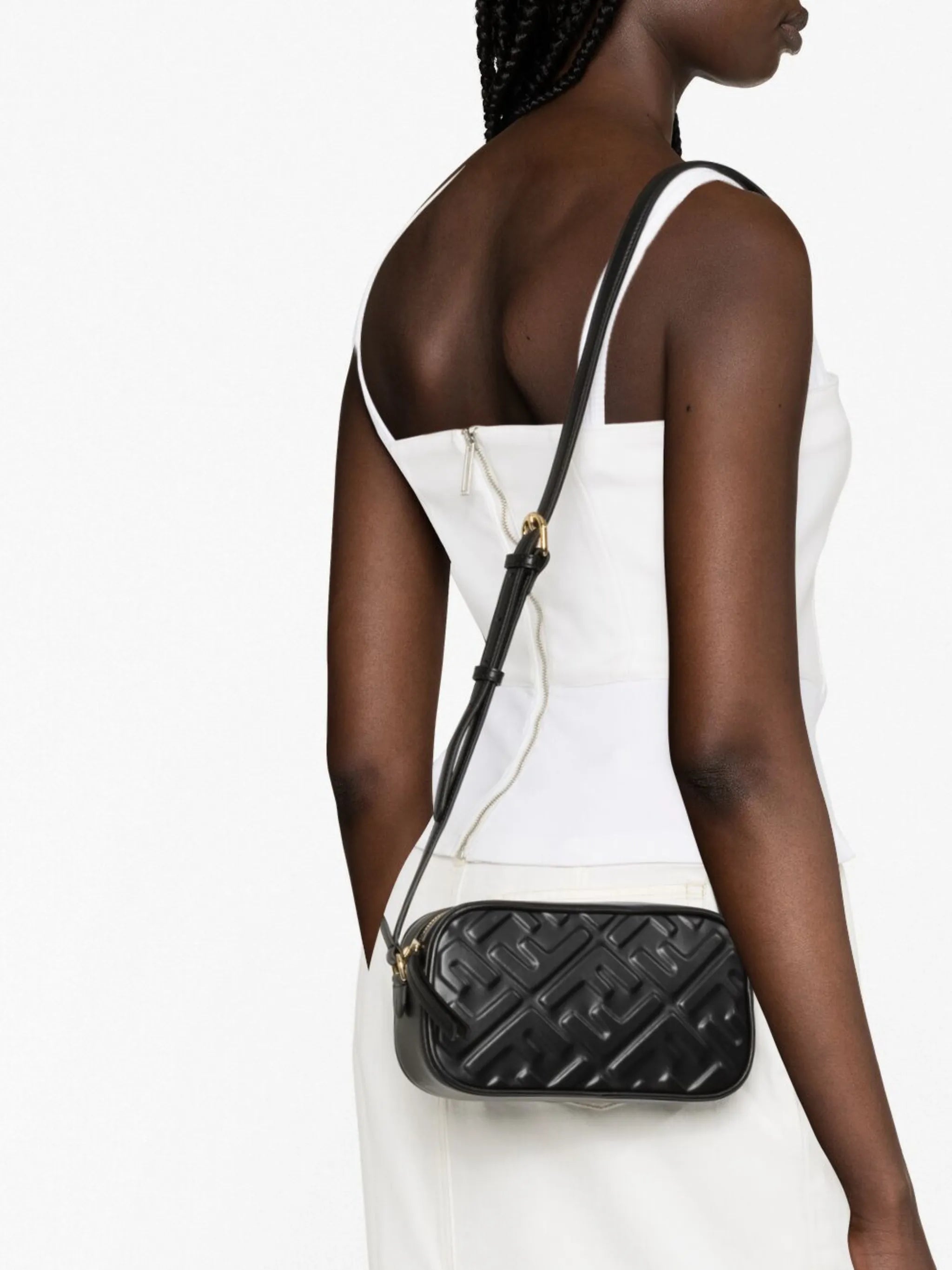 Camera Case embossed leather crossbody bag