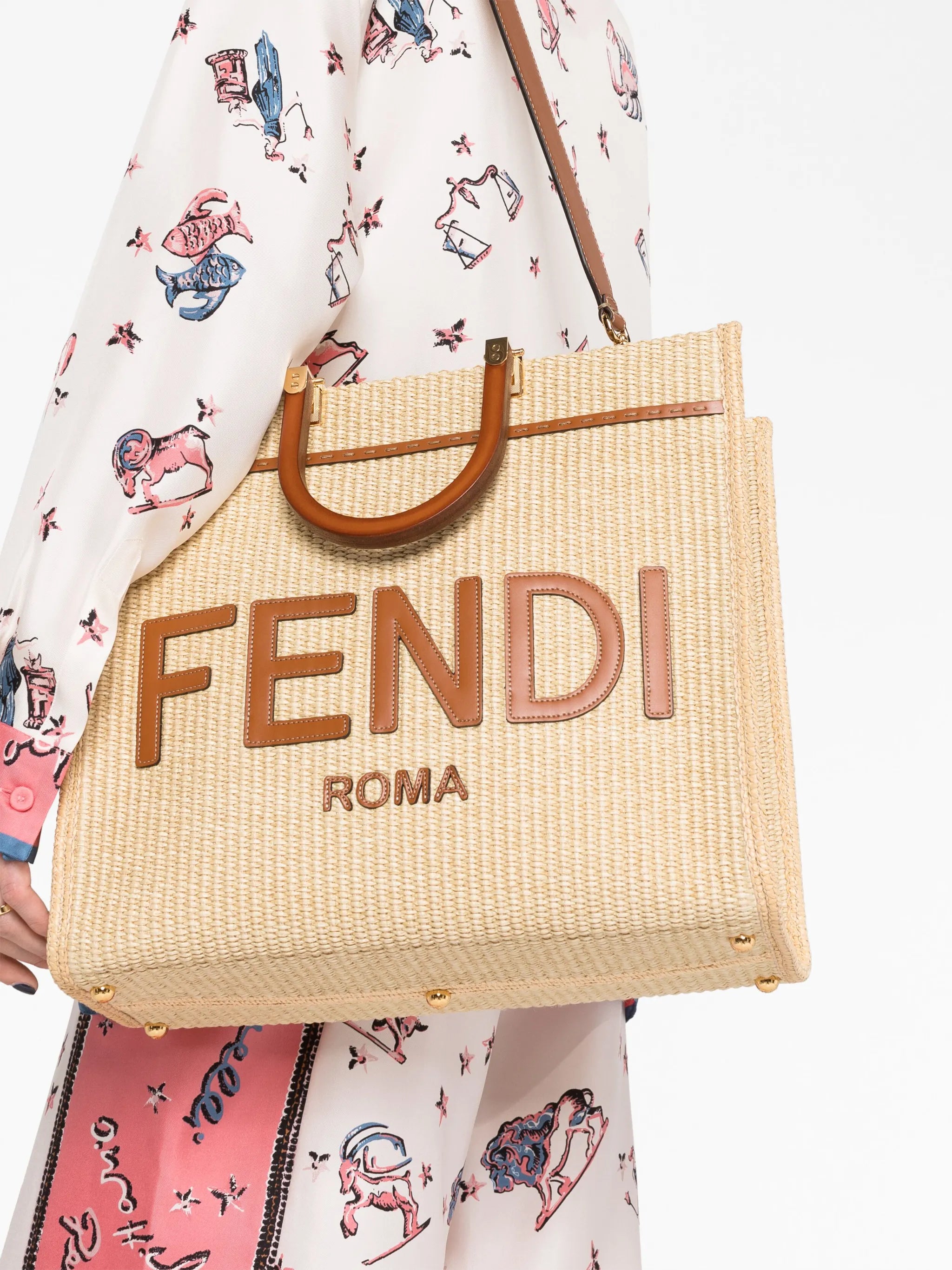 medium Sunshine raffia tote bag