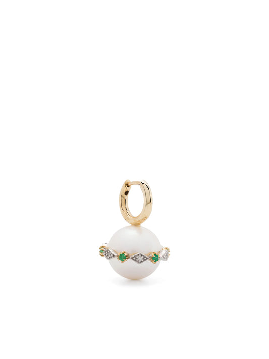 9kt yellow gold Chelsea N°4 pearl and diamond earring