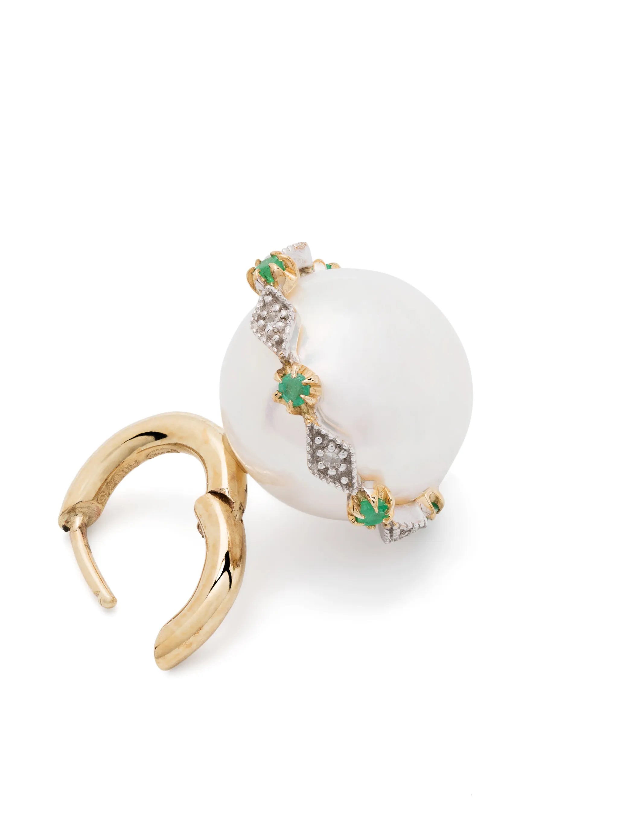 9kt yellow gold Chelsea N°4 pearl and diamond earring