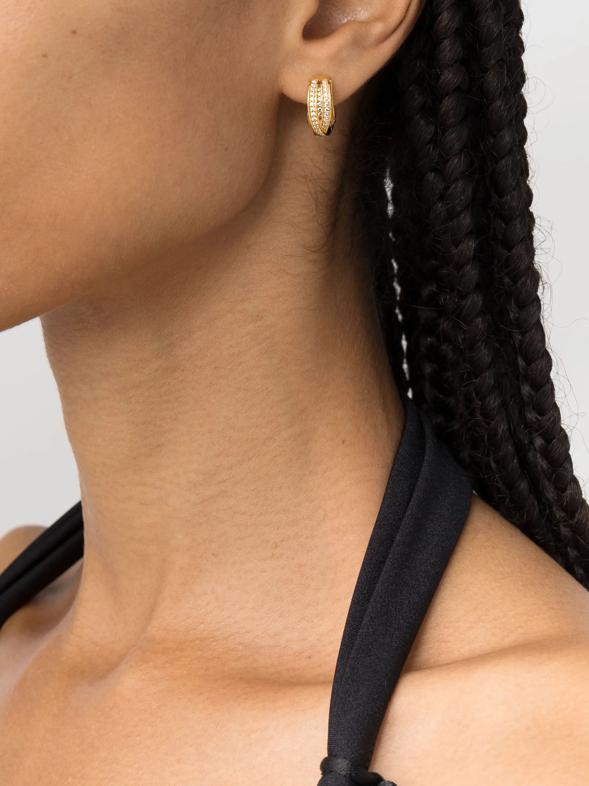 Orb crystal-embellished huggie hoops