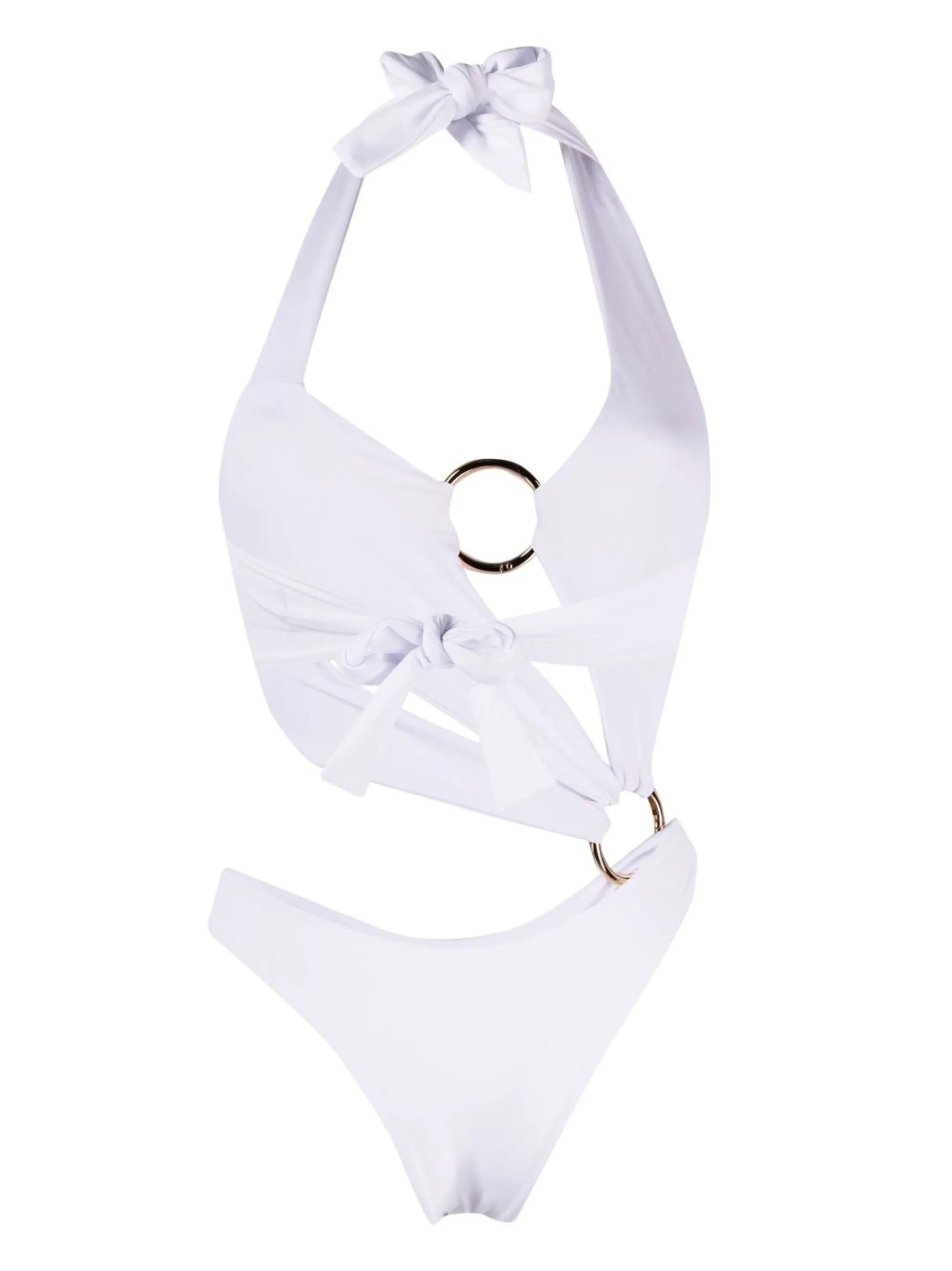 halter neck cut-out design one-piece