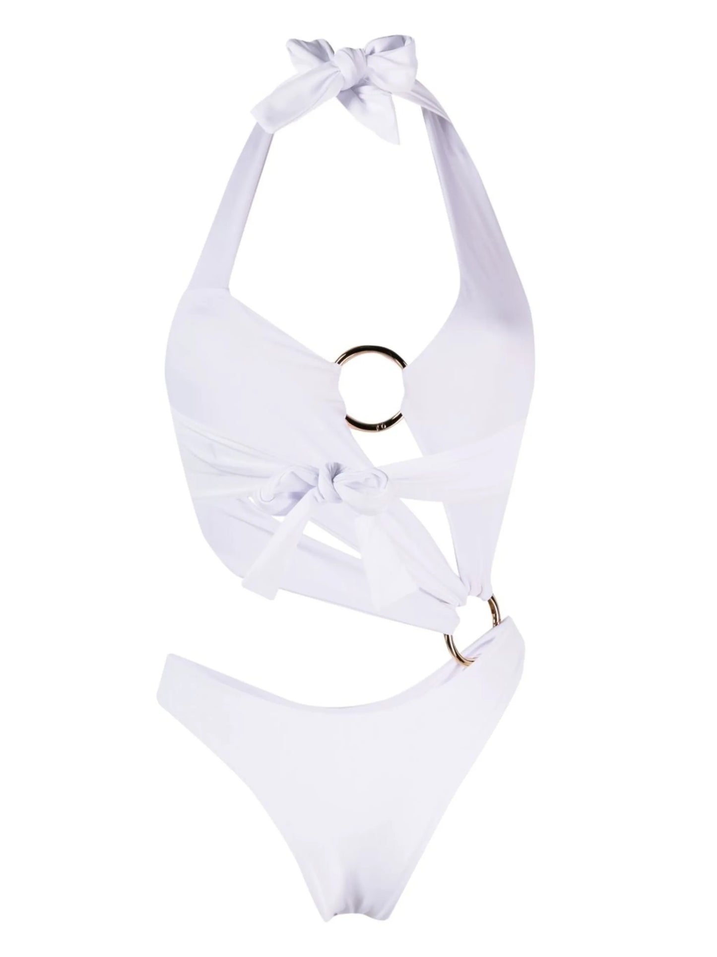 halter neck cut-out design one-piece
