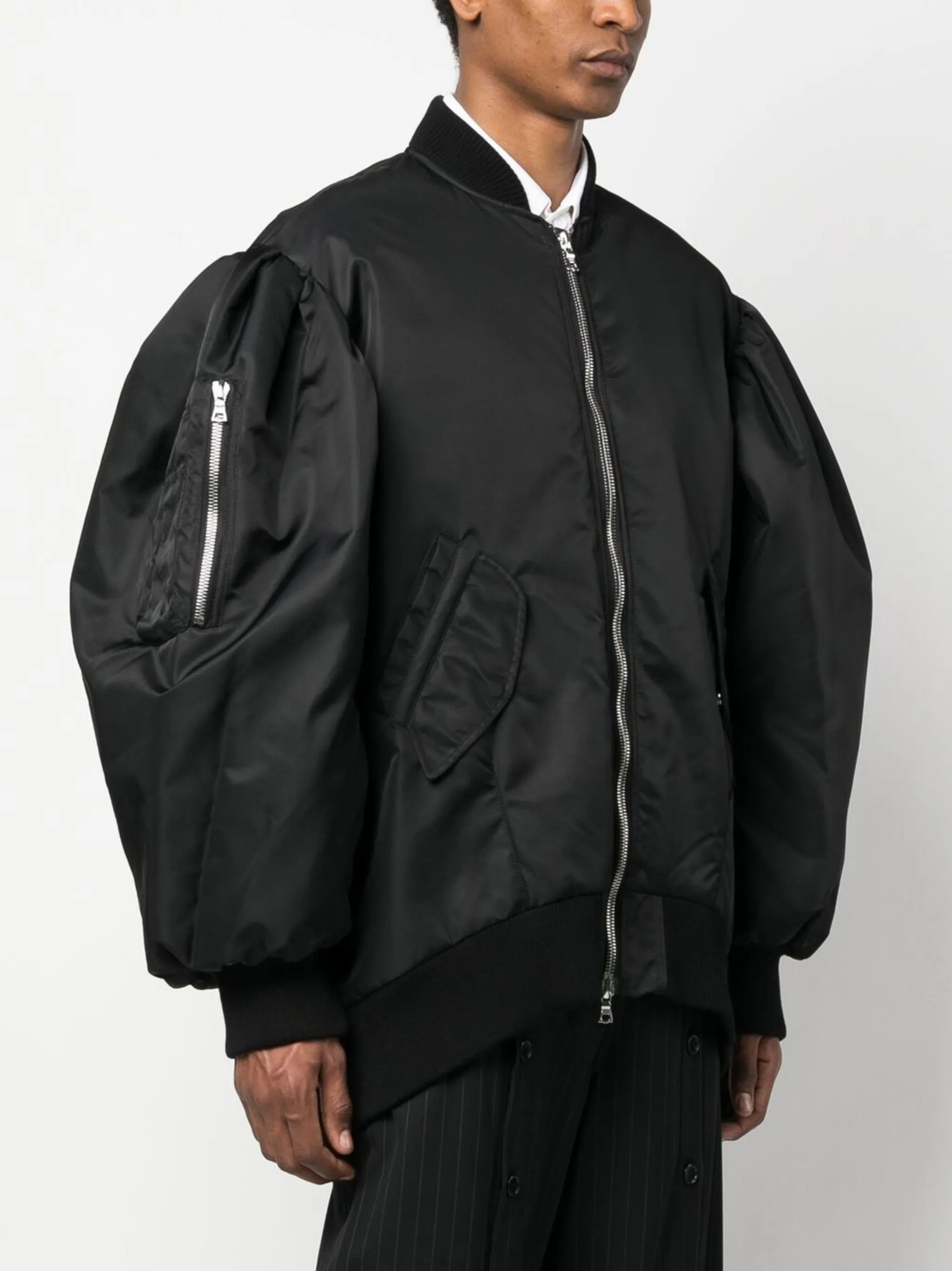 puff-sleeves bomber jacket