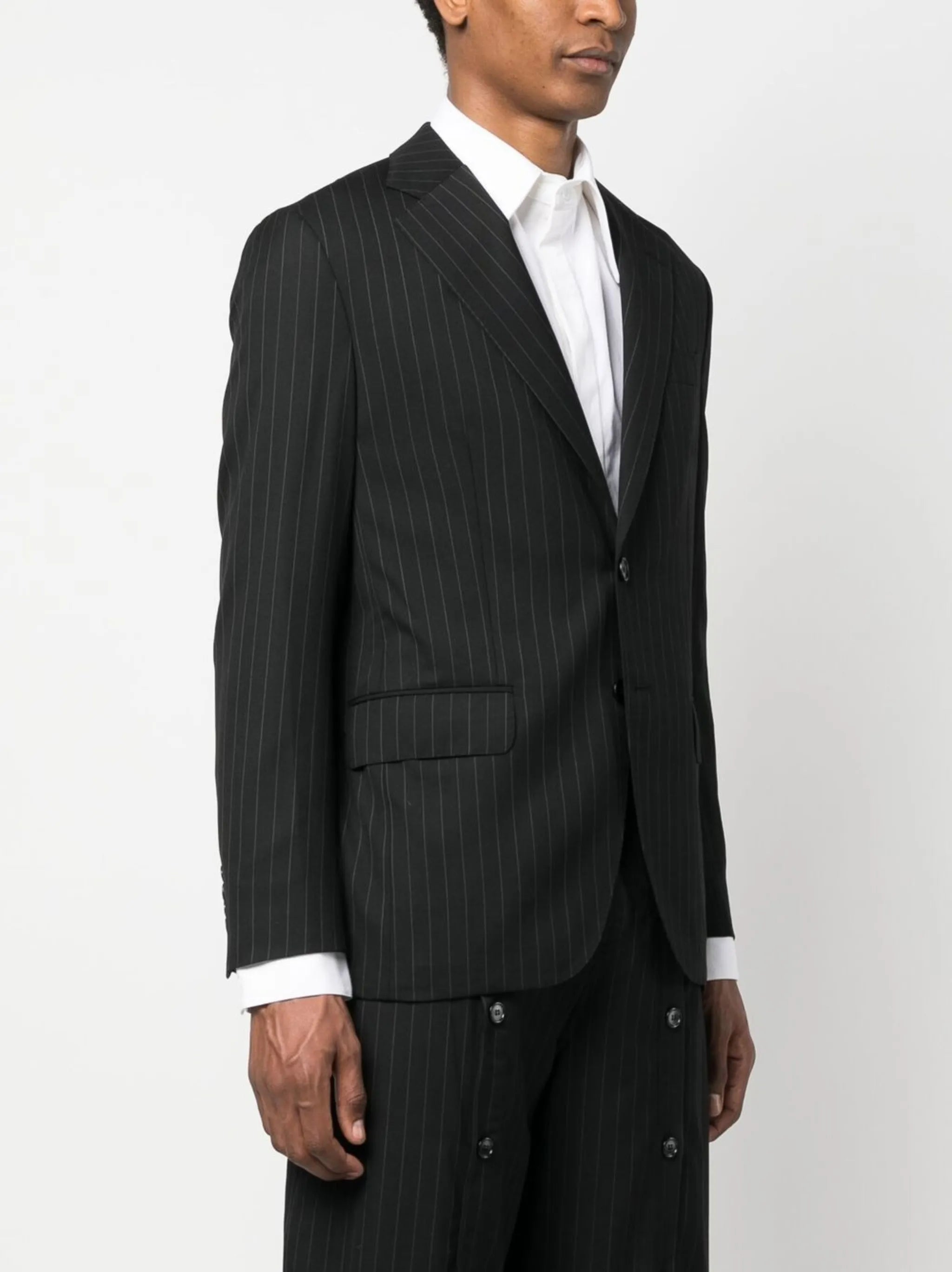 pinstriped single-breasted blazer