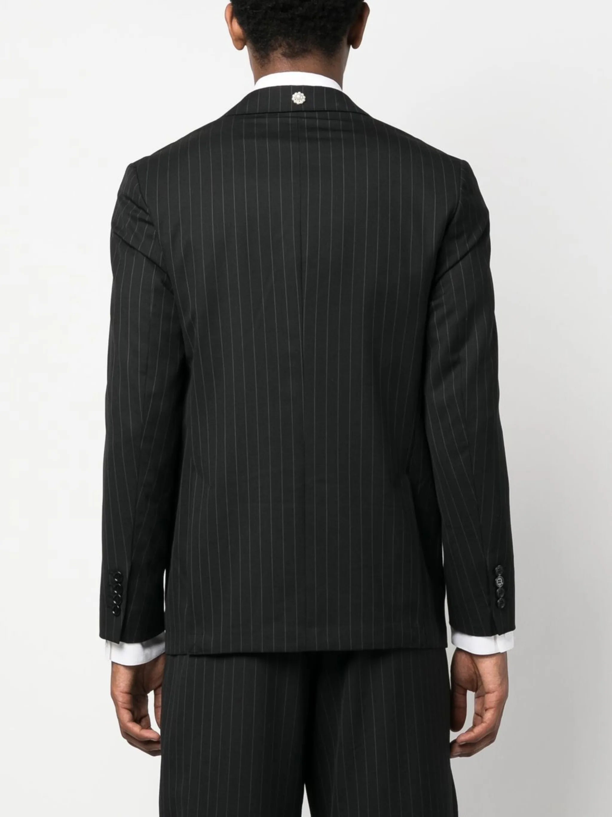 pinstriped single-breasted blazer