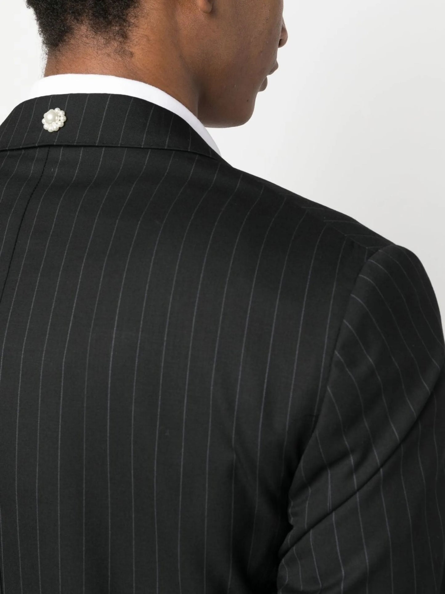pinstriped single-breasted blazer