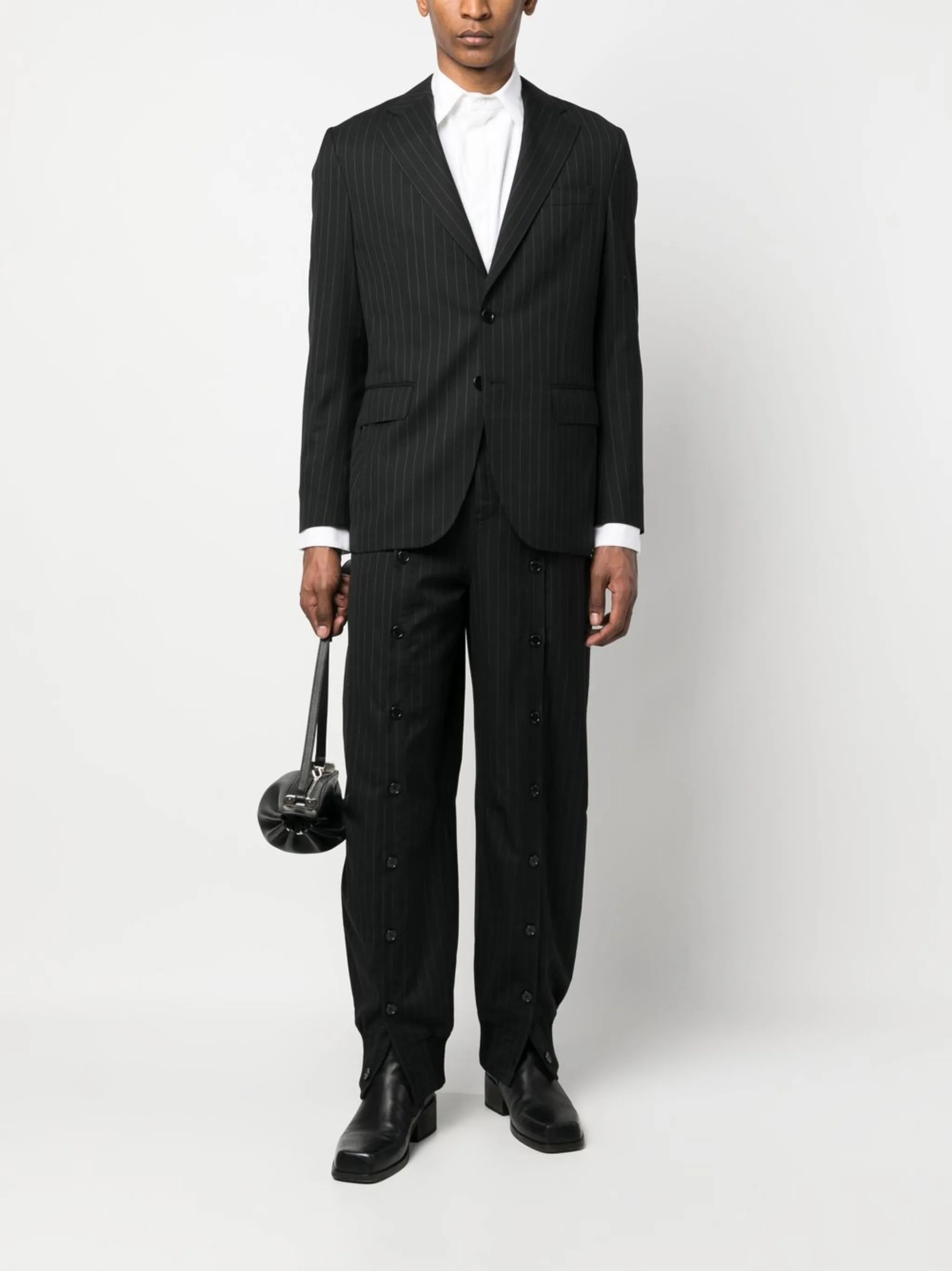 pinstriped single-breasted blazer