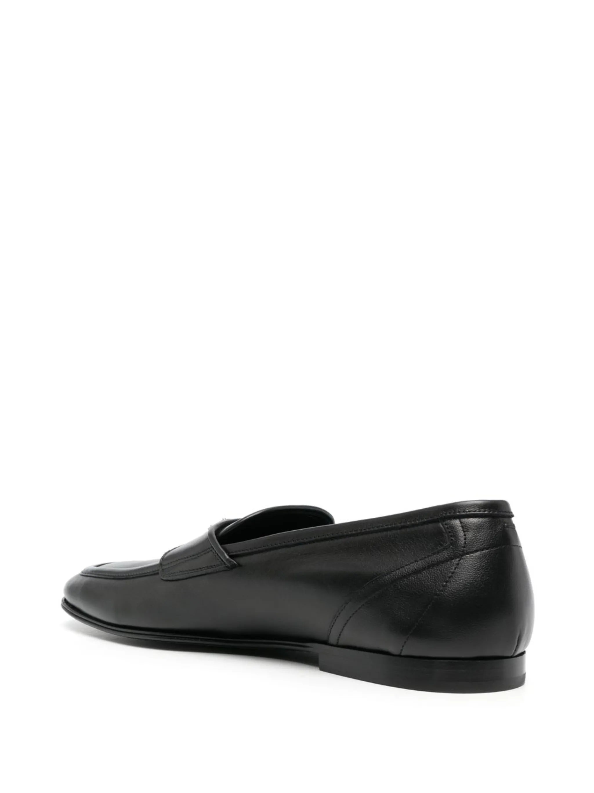 logo-plaque leather loafers