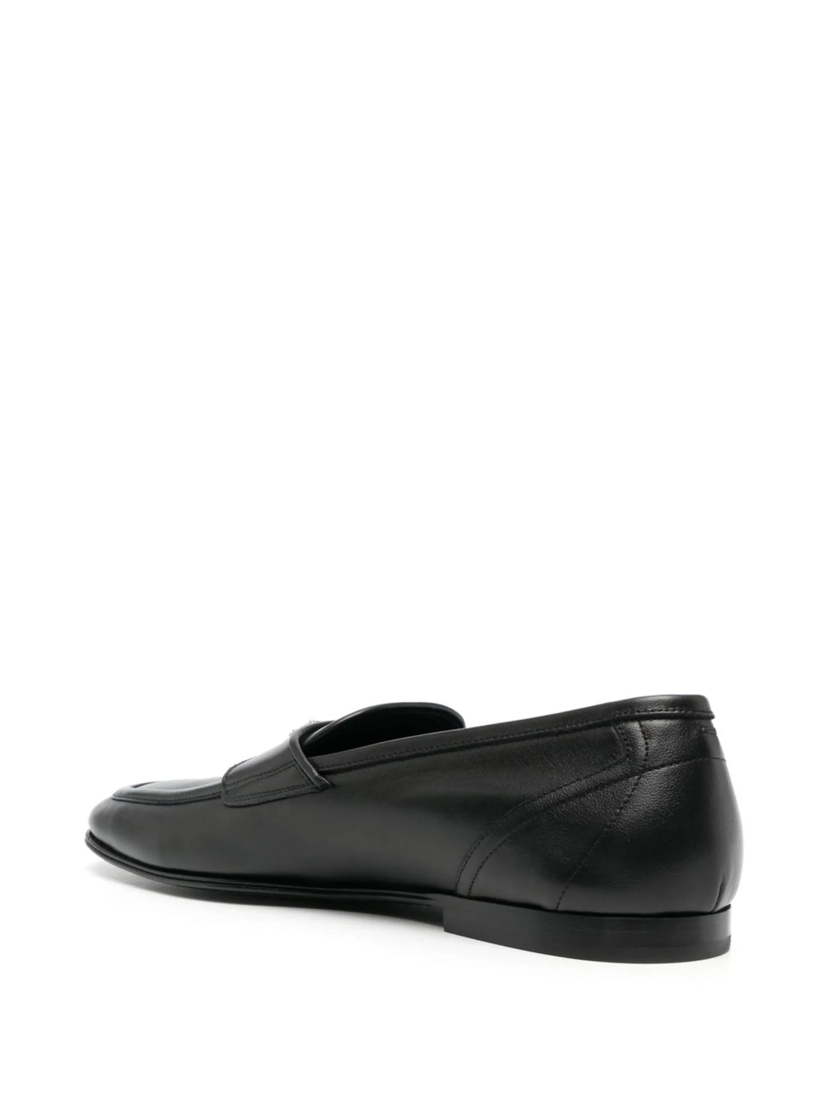 logo-plaque leather loafers