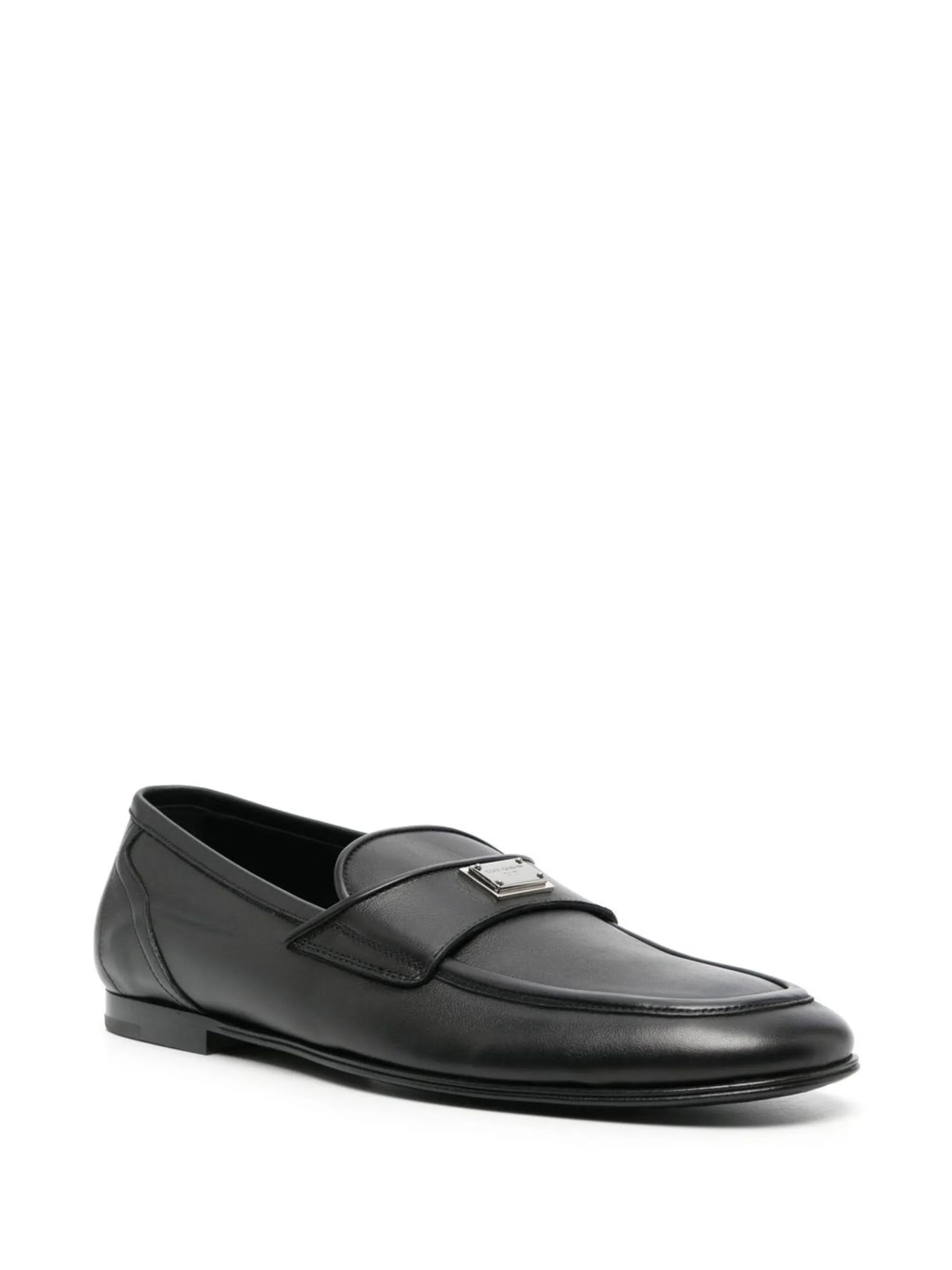 logo-plaque leather loafers
