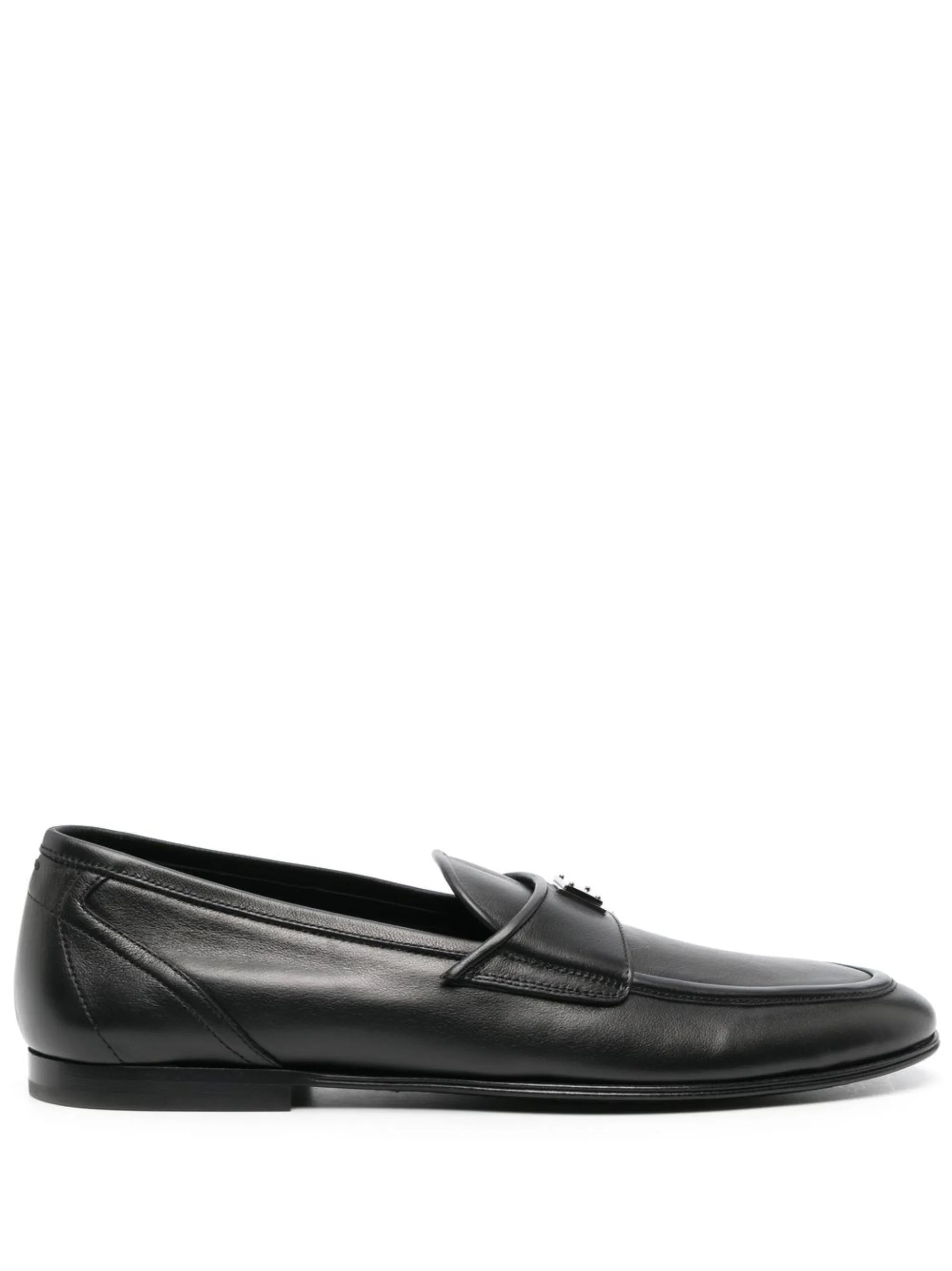 logo-plaque leather loafers