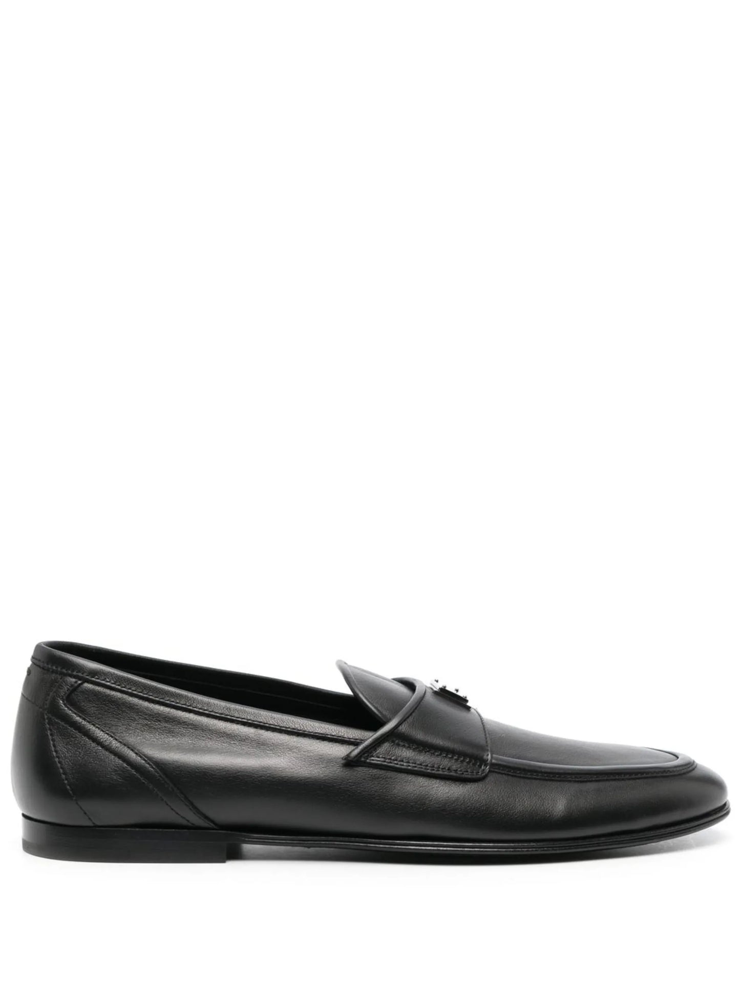 logo-plaque leather loafers