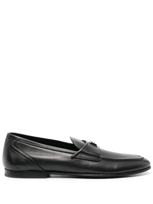 logo-plaque leather loafers