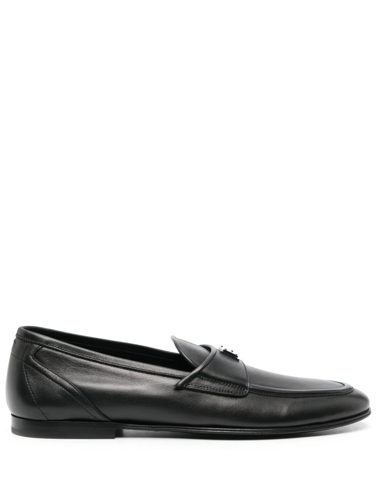logo-plaque leather loafers