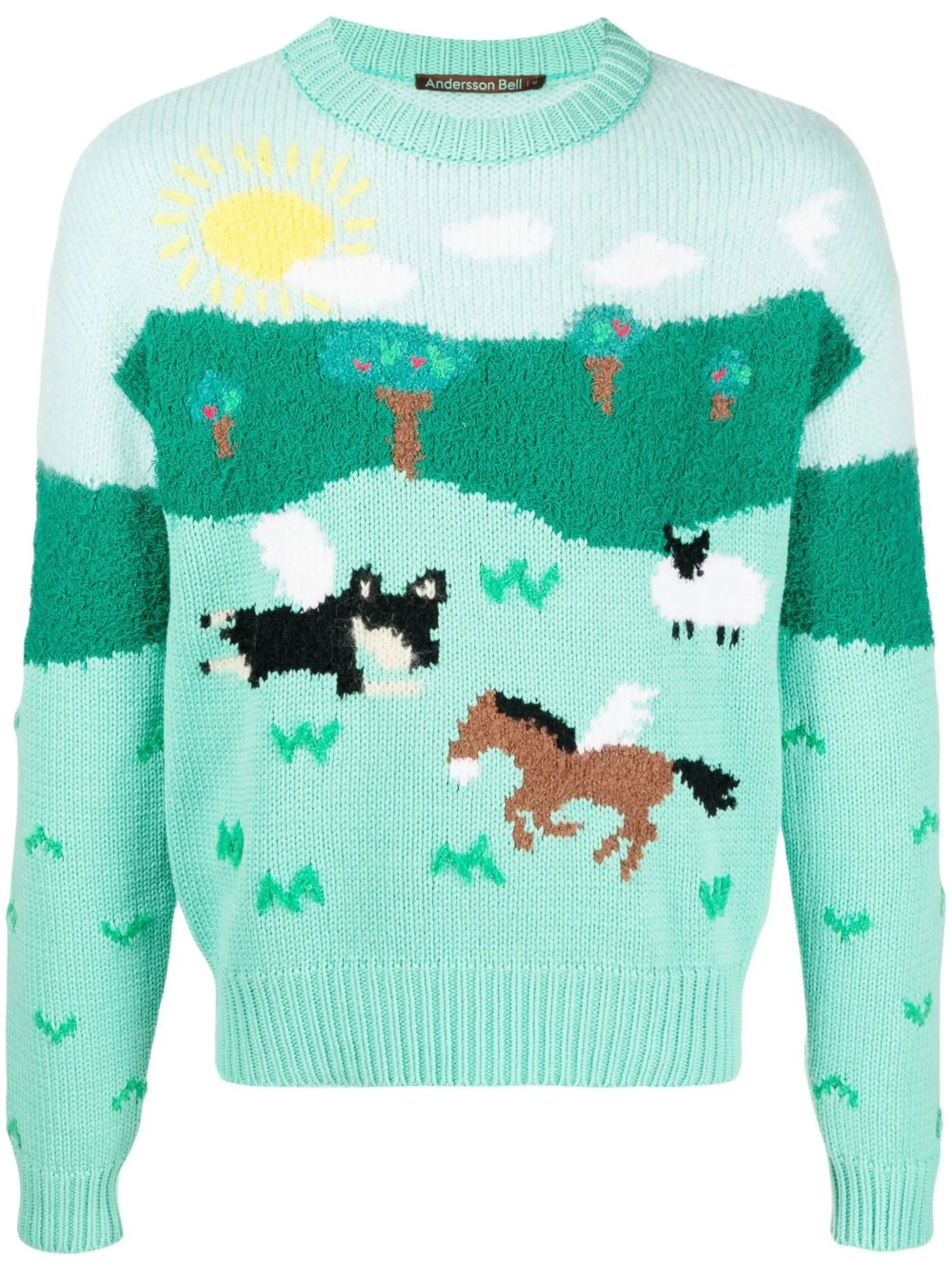 patterned intarsia knit jumper