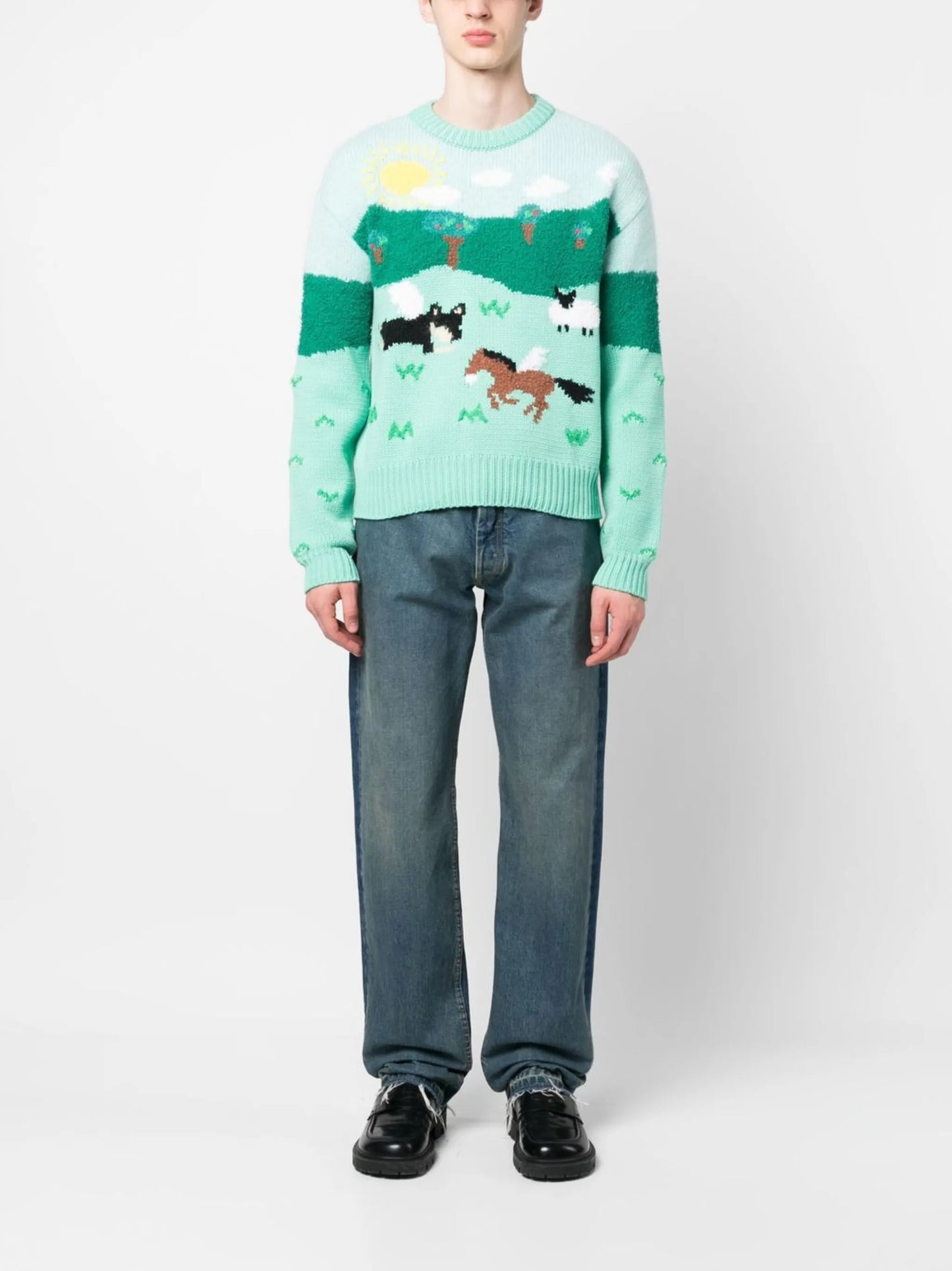 patterned intarsia knit jumper