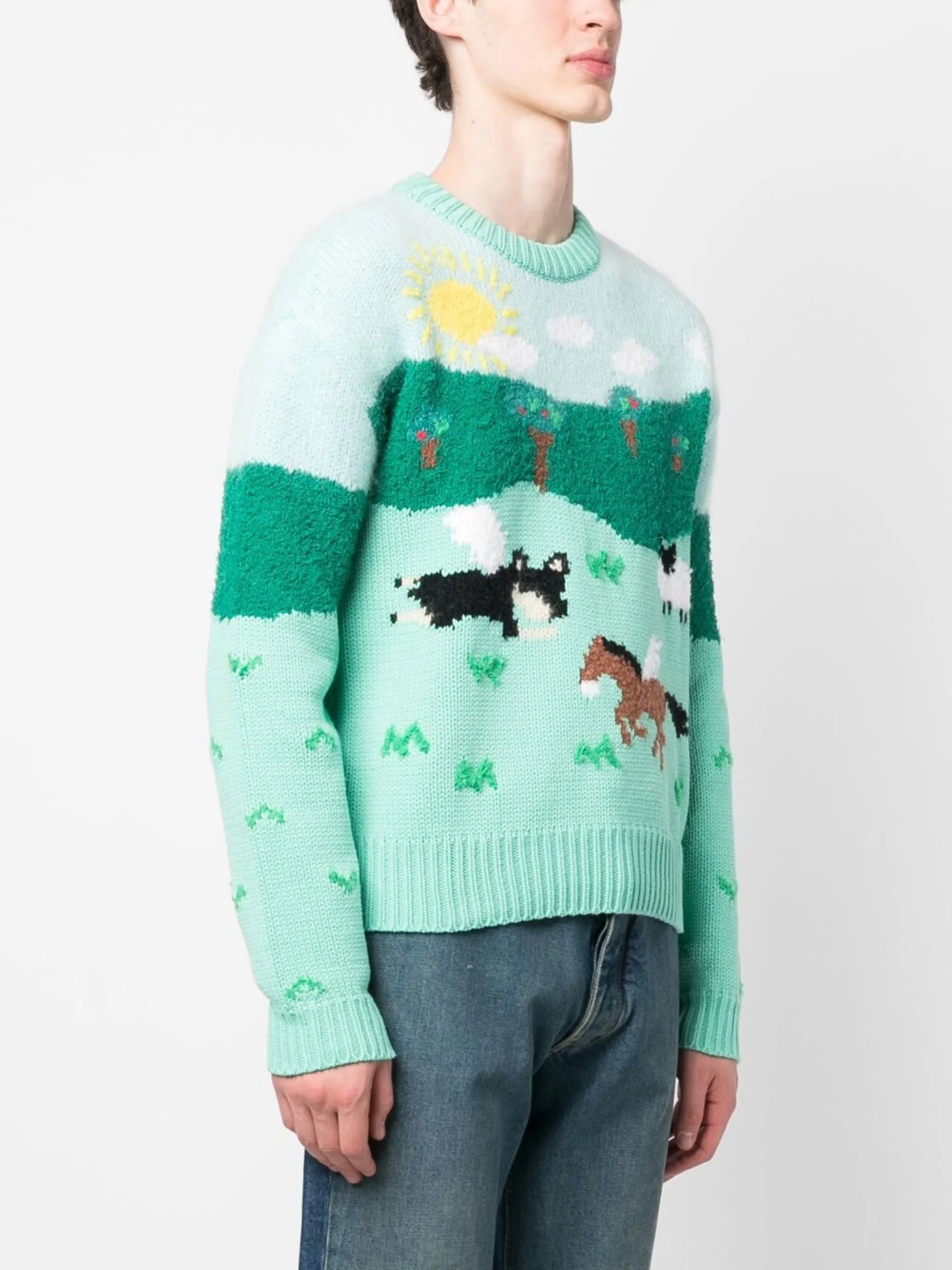 patterned intarsia knit jumper