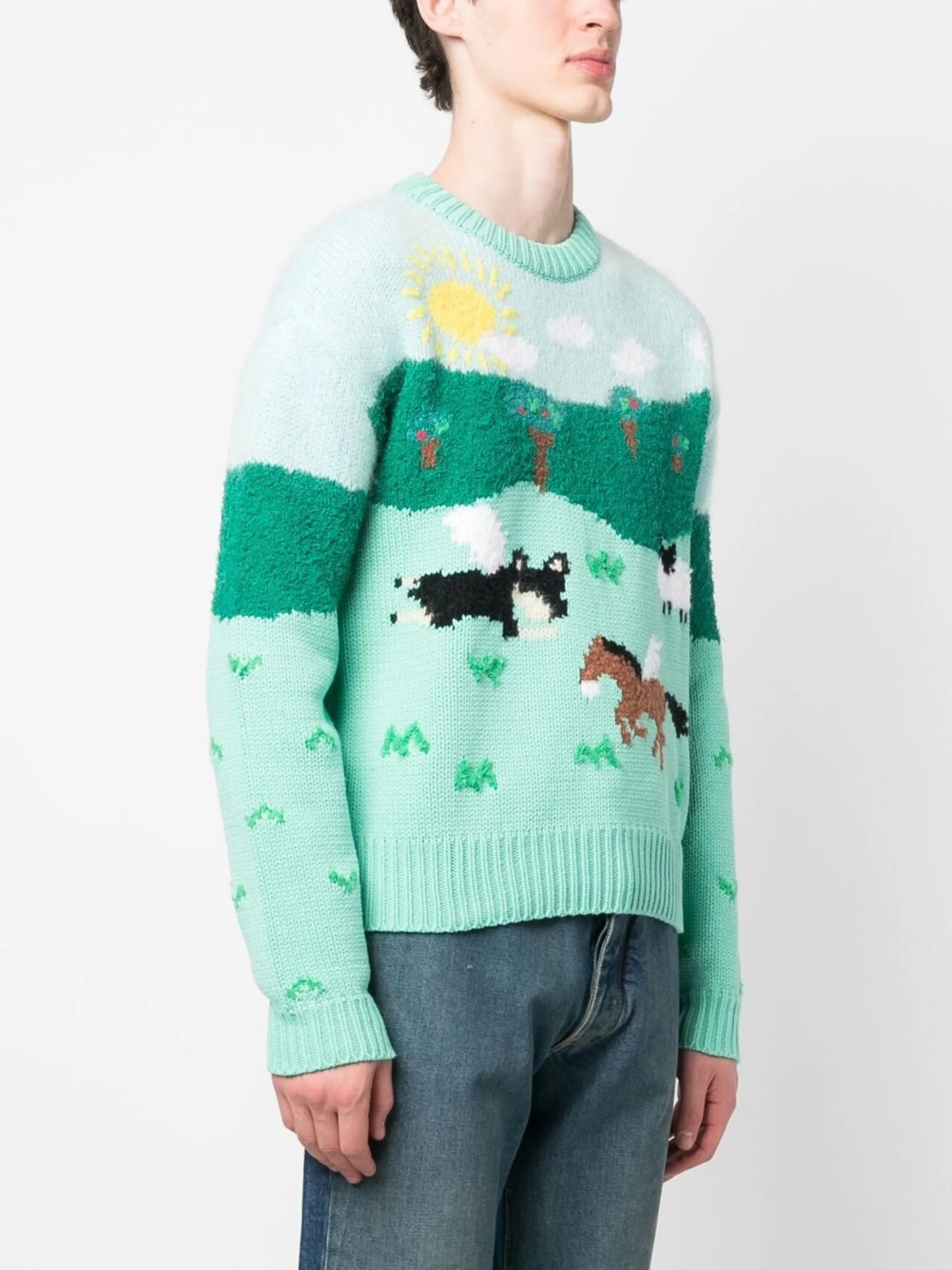 patterned intarsia knit jumper