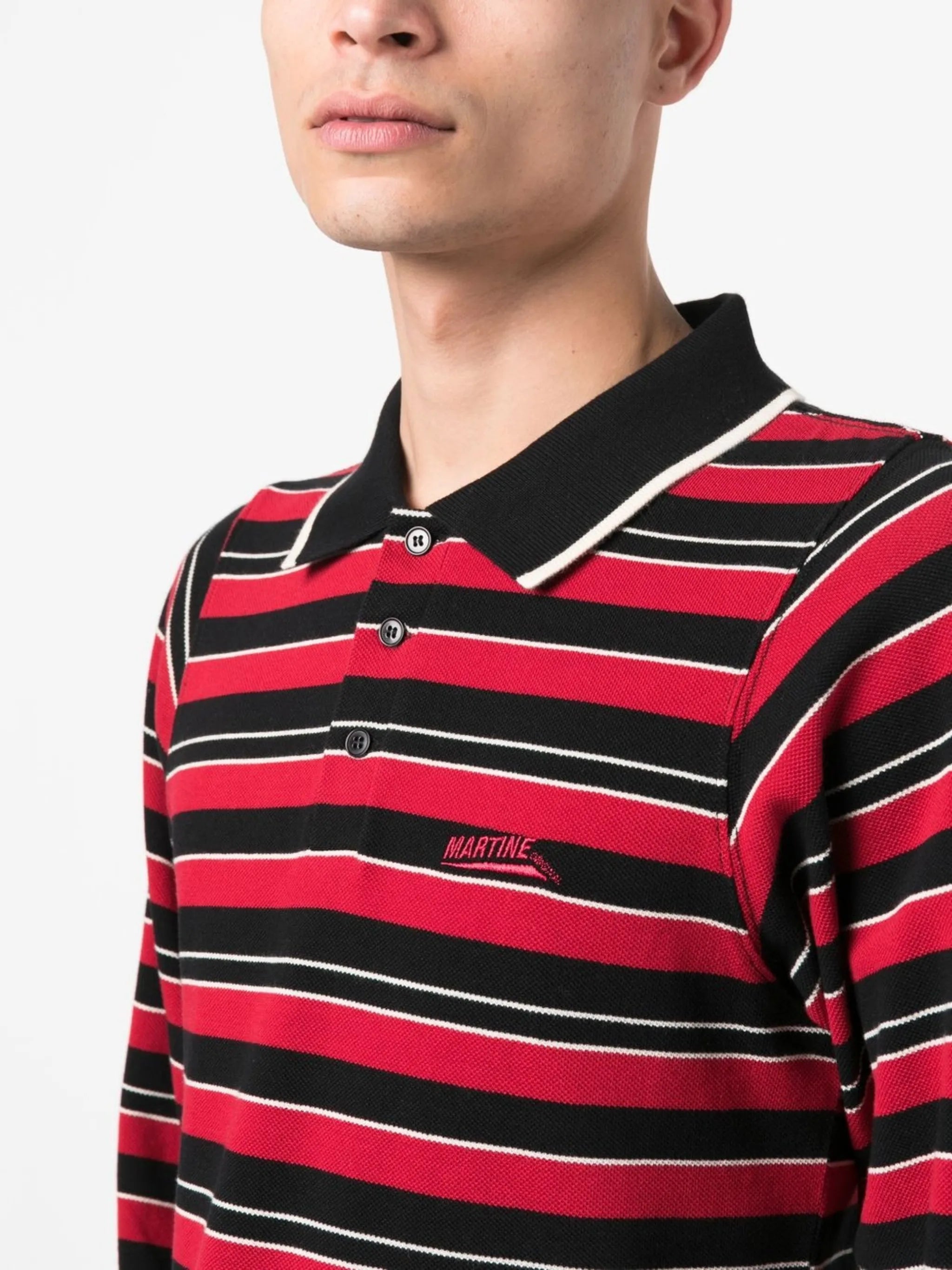 striped long-sleeve polo shirt