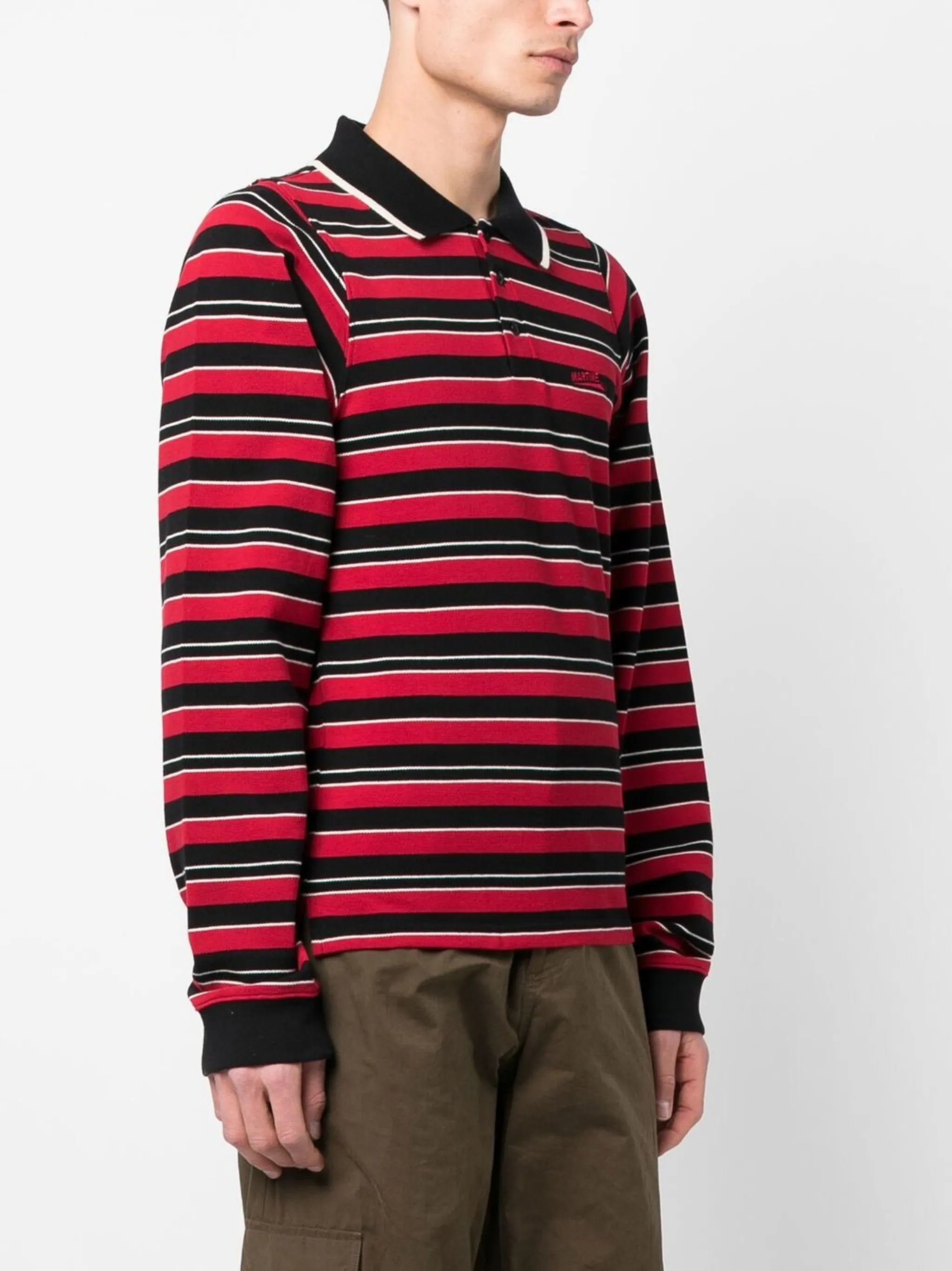 striped long-sleeve polo shirt