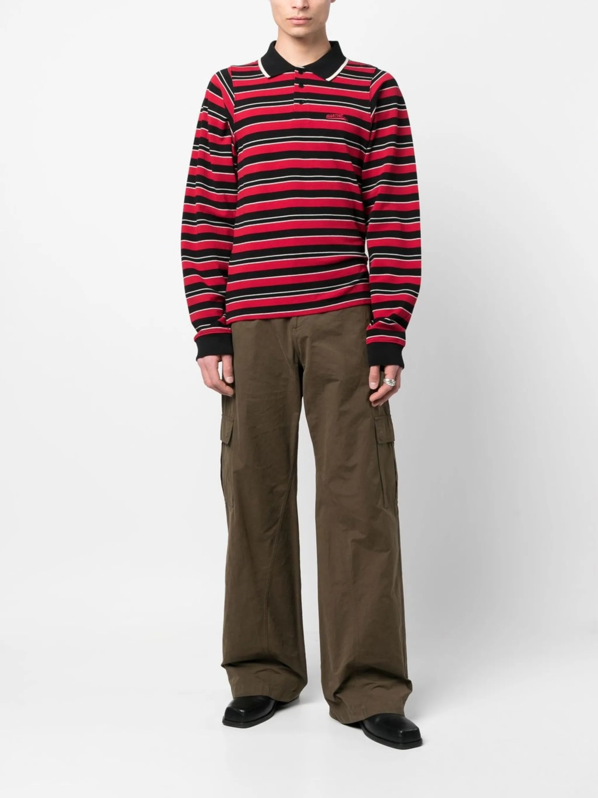 striped long-sleeve polo shirt