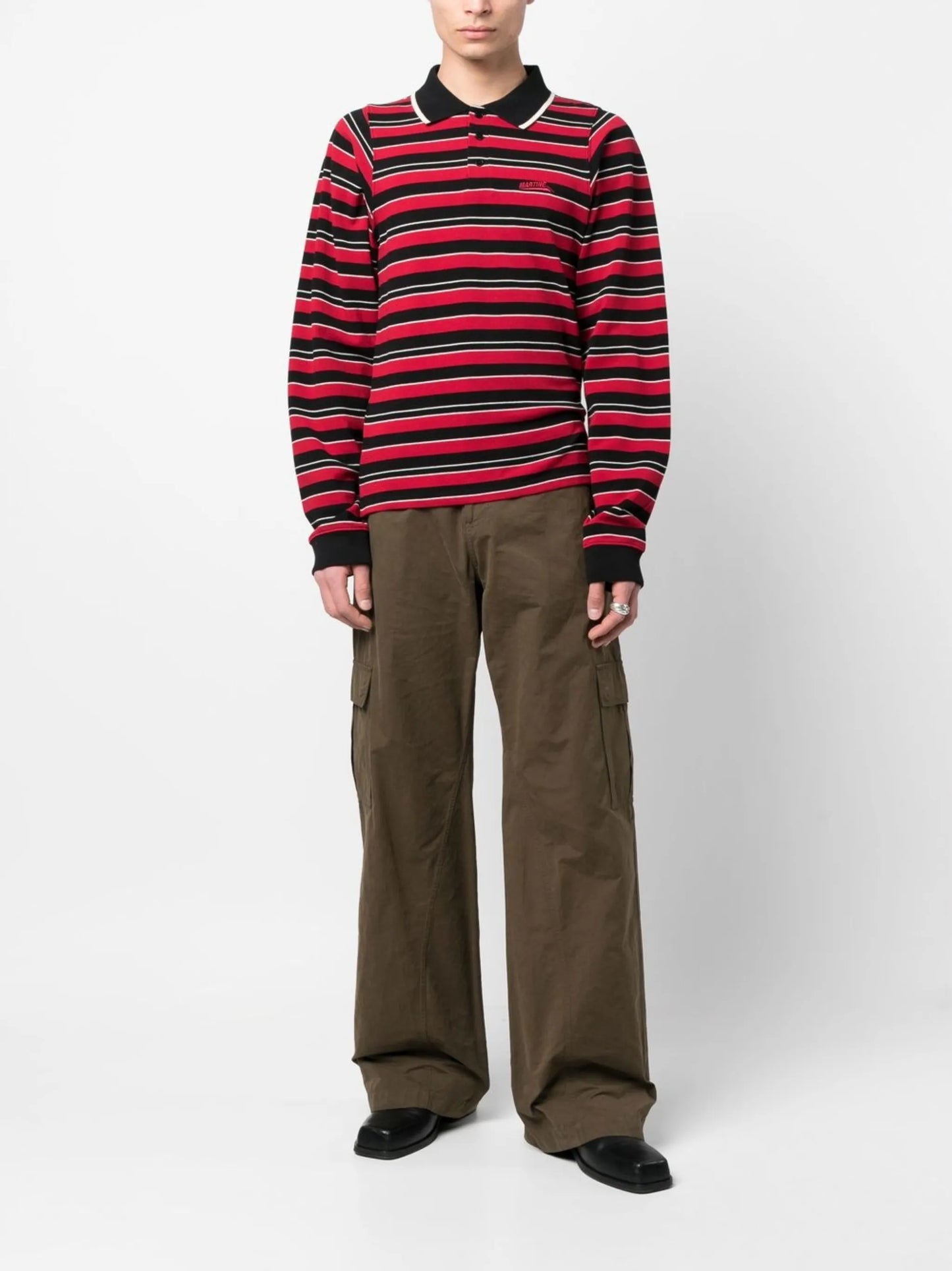 striped long-sleeve polo shirt