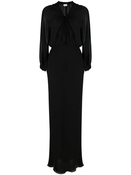 sheer-panelled silk maxi dress