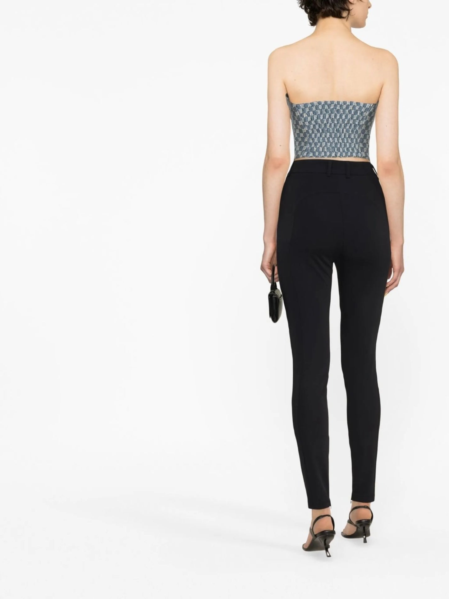 monogram-jacquard strapless corset top