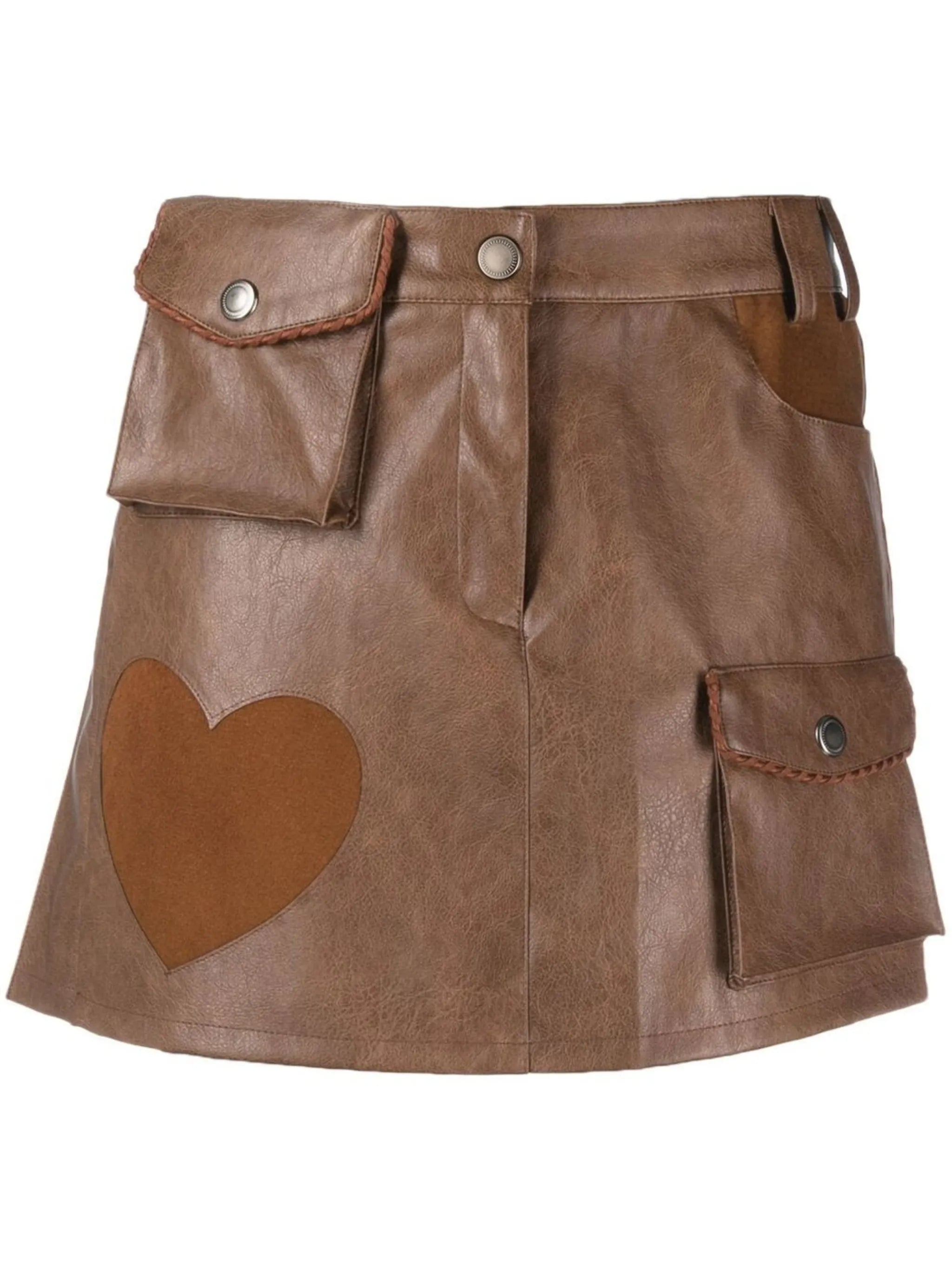pleat-detailing faux-leather skirt