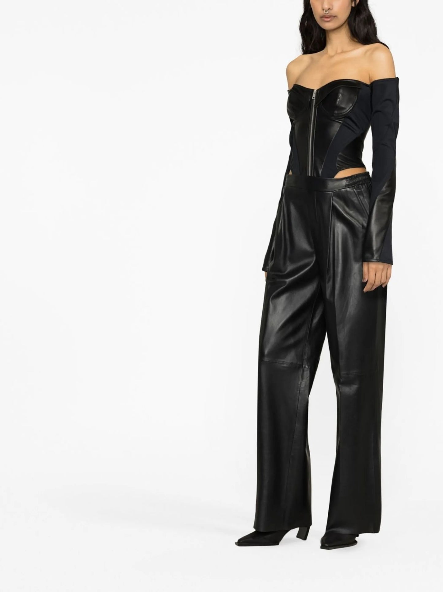 off-shoulder boned bodysuit