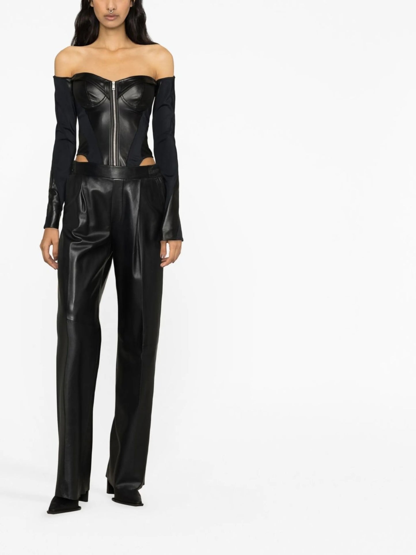 off-shoulder boned bodysuit