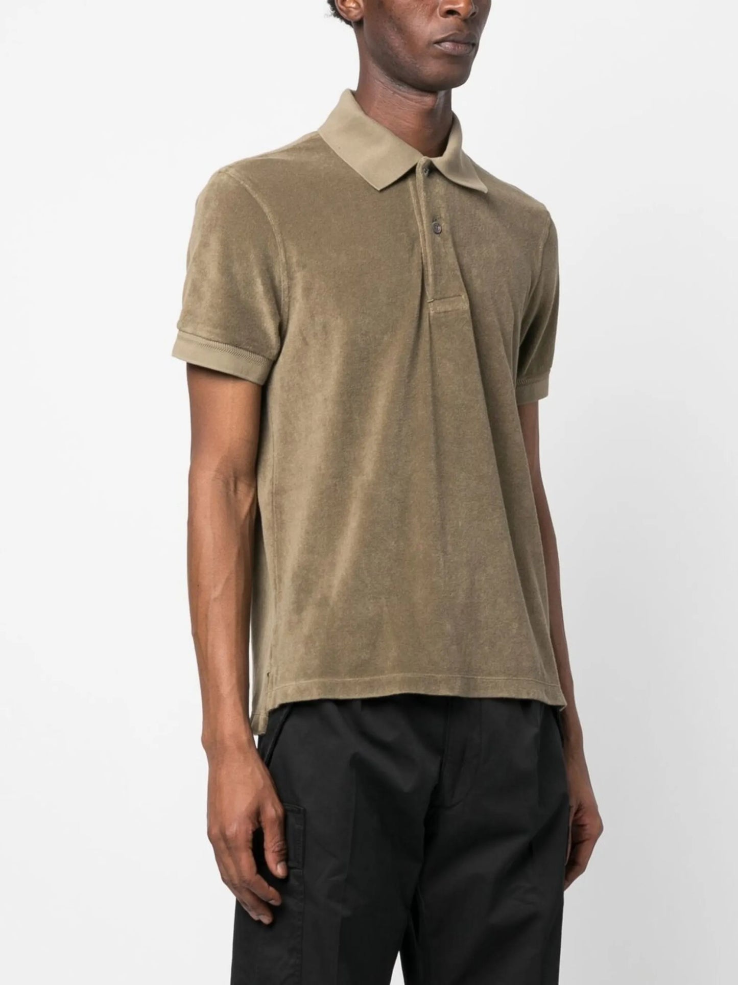 short-sleeved fleece polo shirt