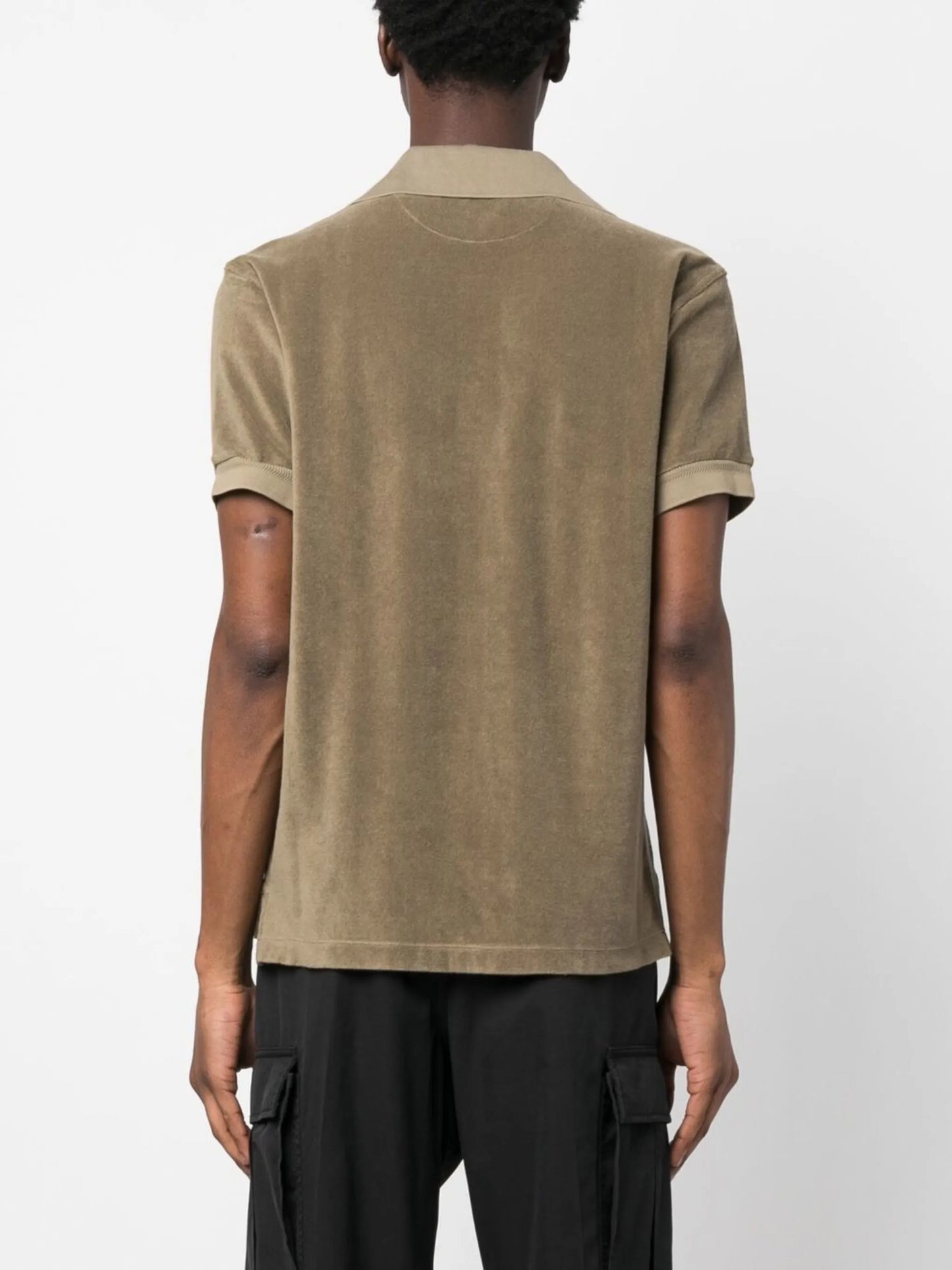 short-sleeved fleece polo shirt