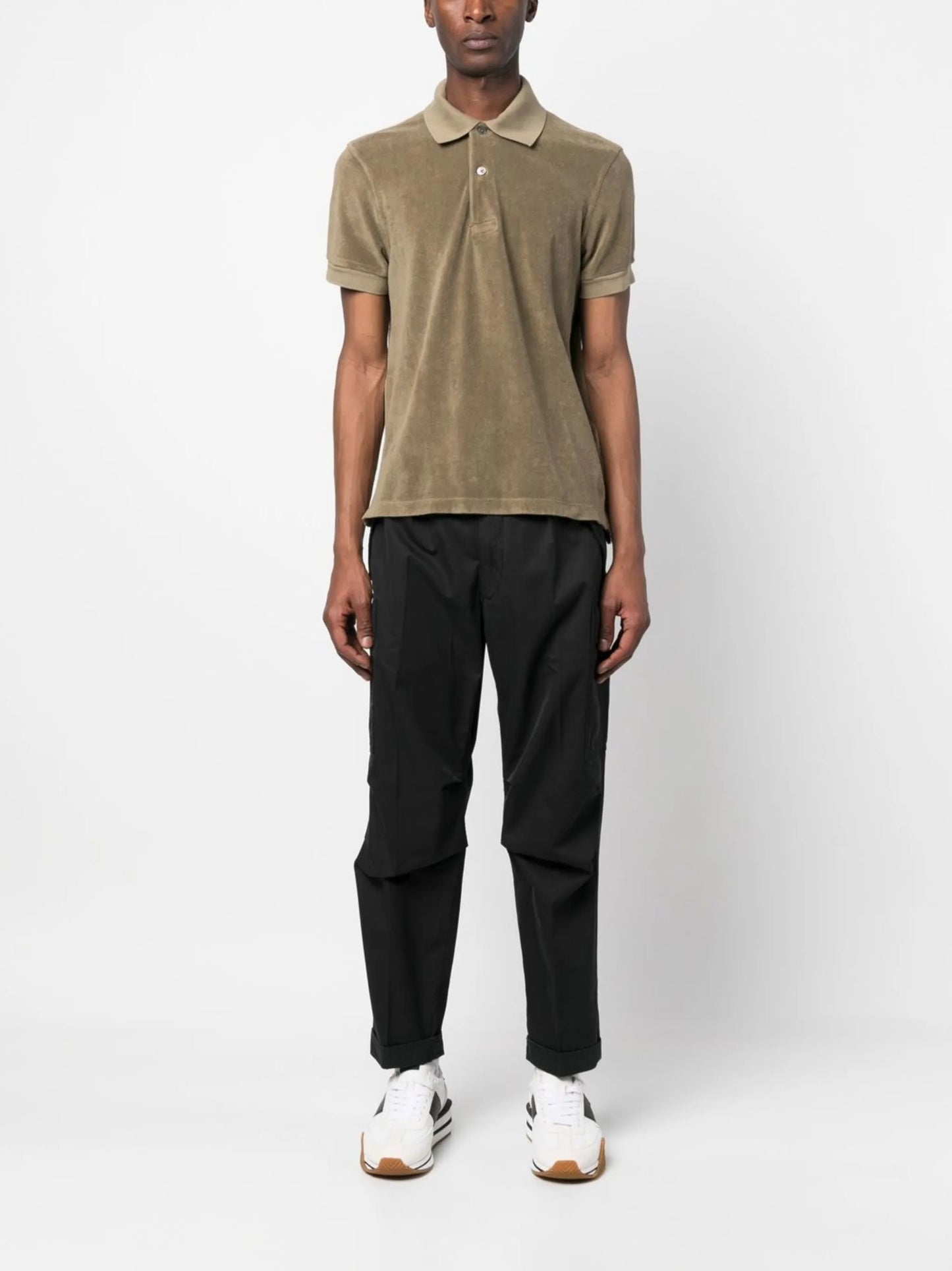 short-sleeved fleece polo shirt