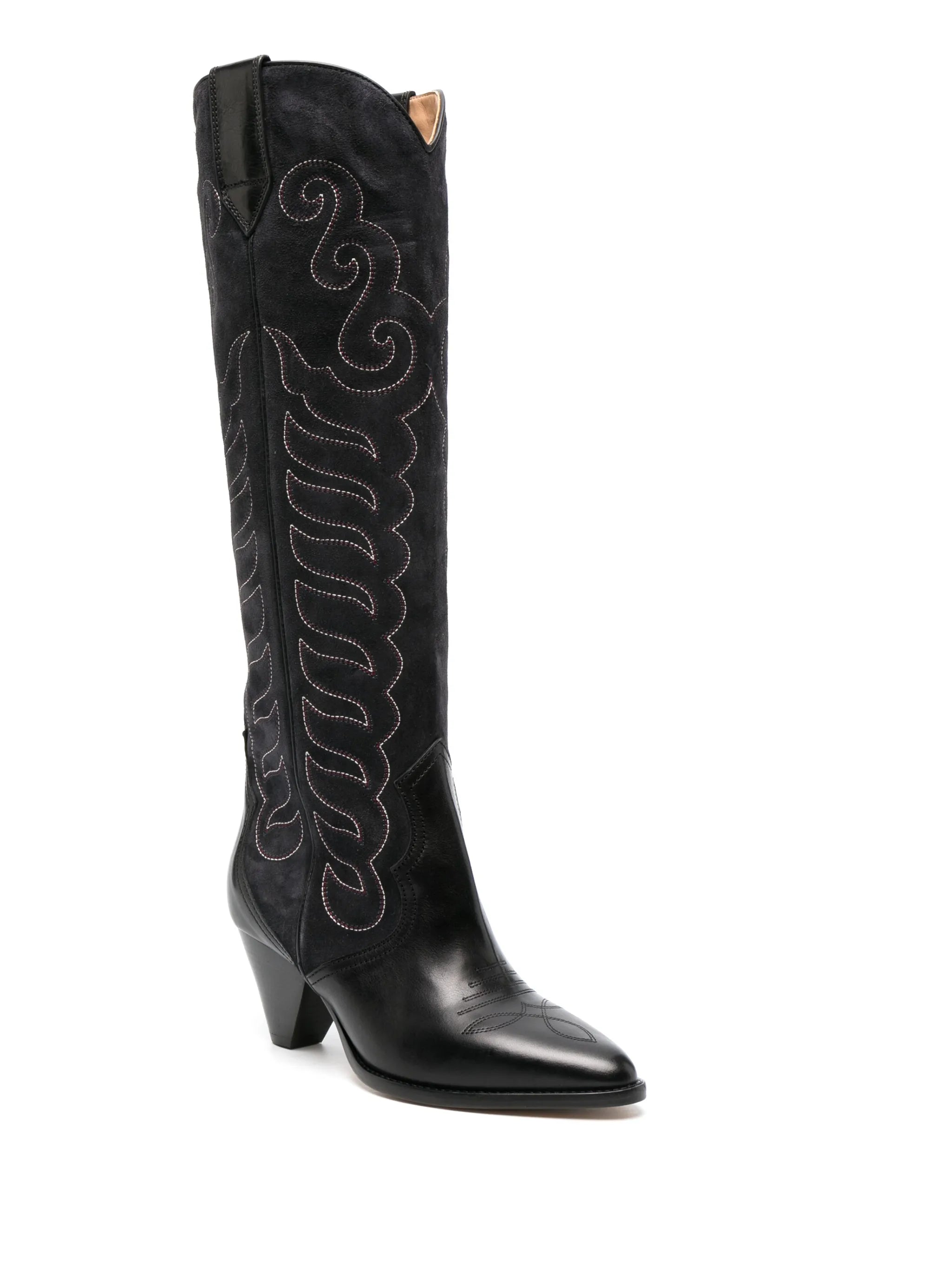 Liela 60mm embroidered leather boots