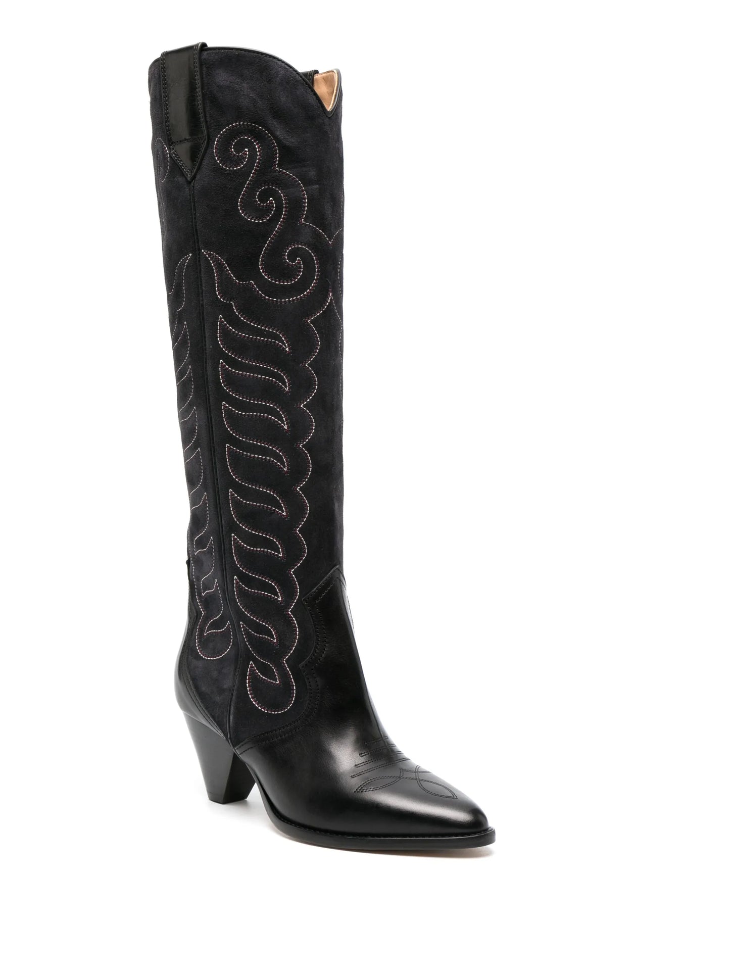Liela 60mm embroidered leather boots