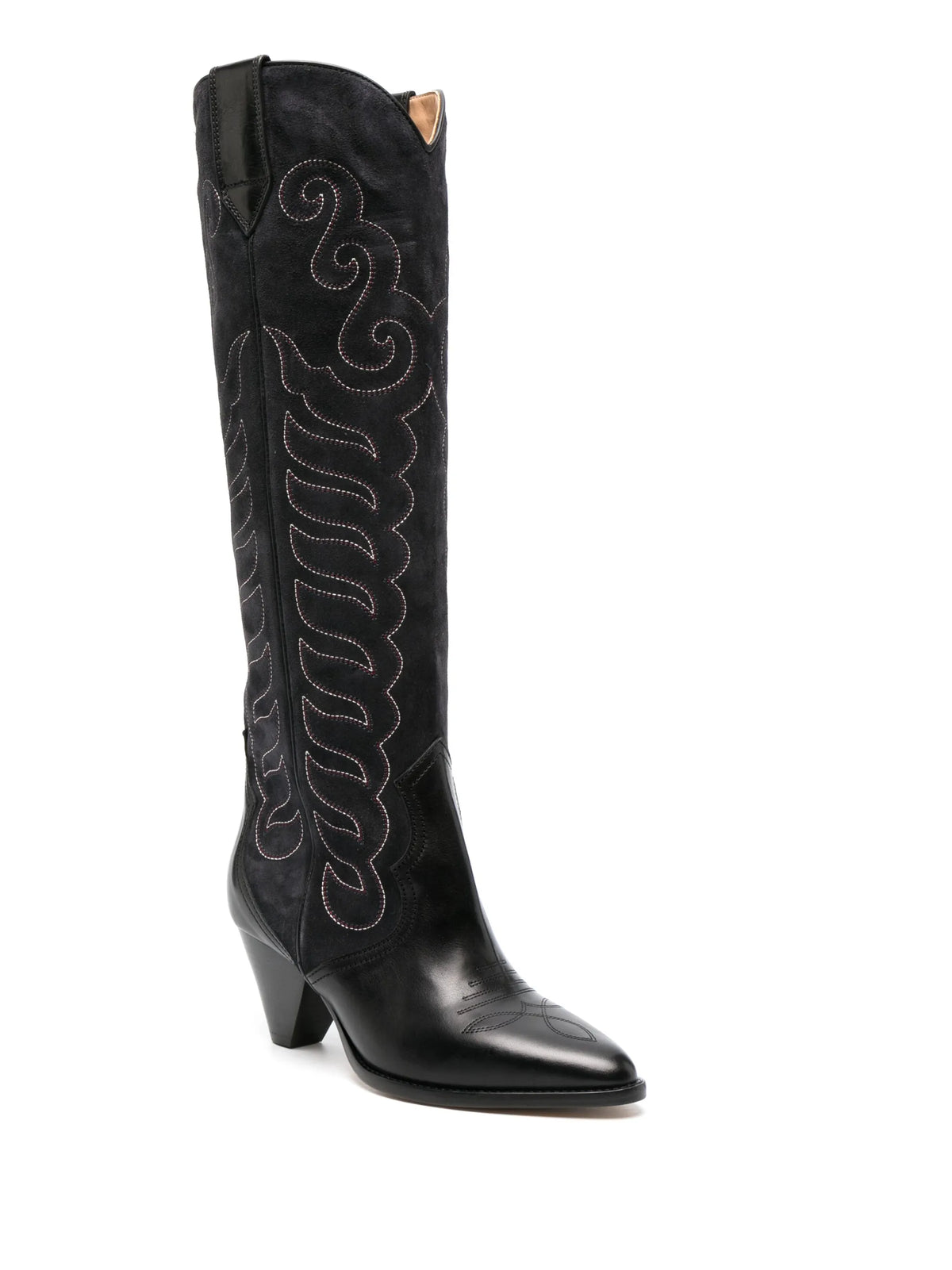 Liela 60mm embroidered leather boots