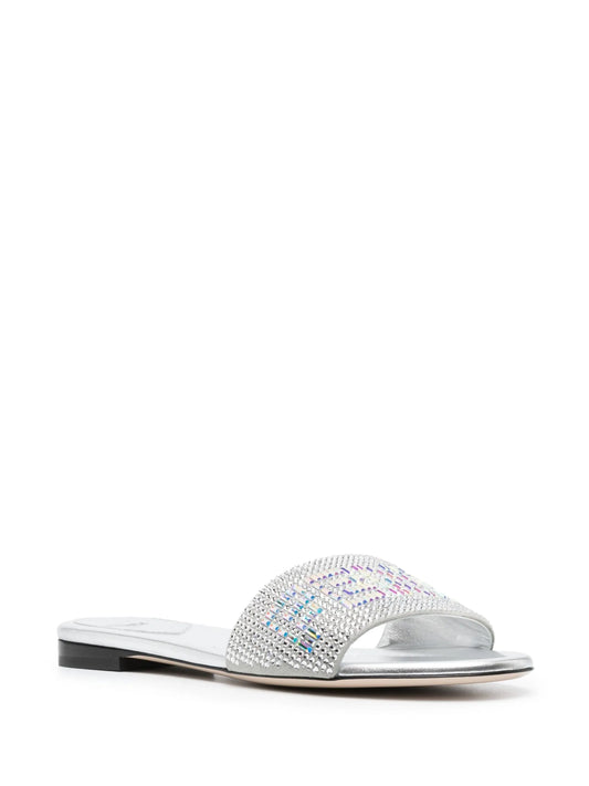 crystal-embellished leather sandals