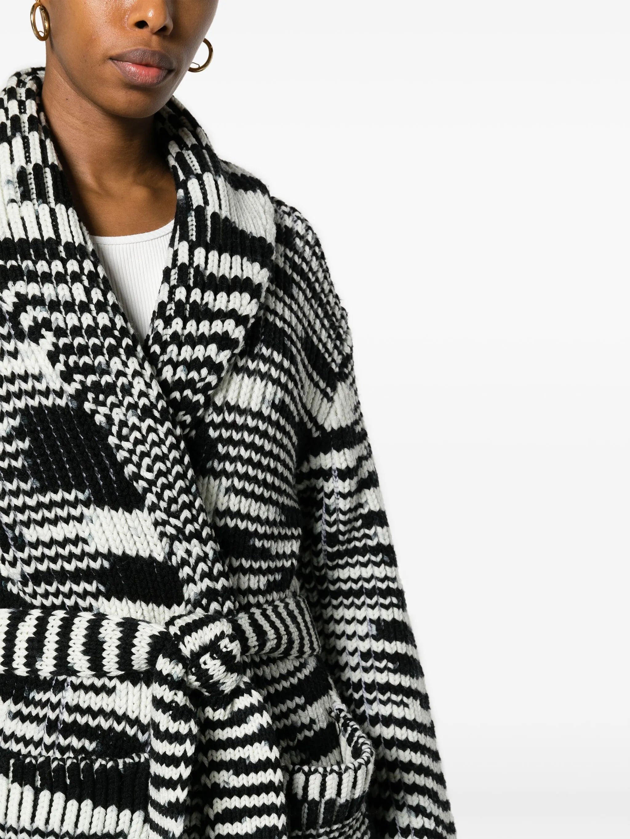 slub wool belted cardi-coat
