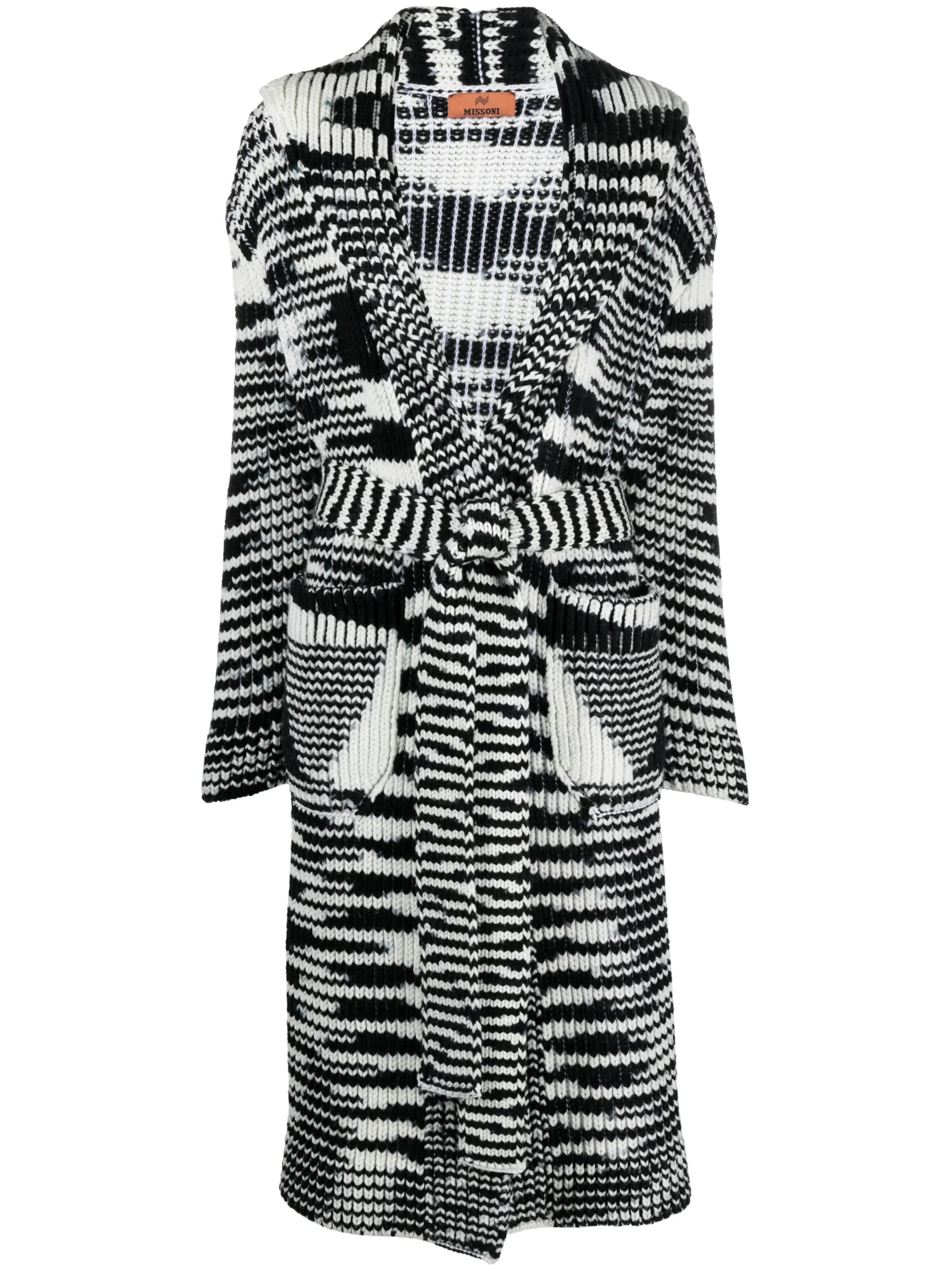 slub wool belted cardi-coat